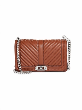 Chevron Quilted Jumbo Love Crosbody Large In Dark Luggage