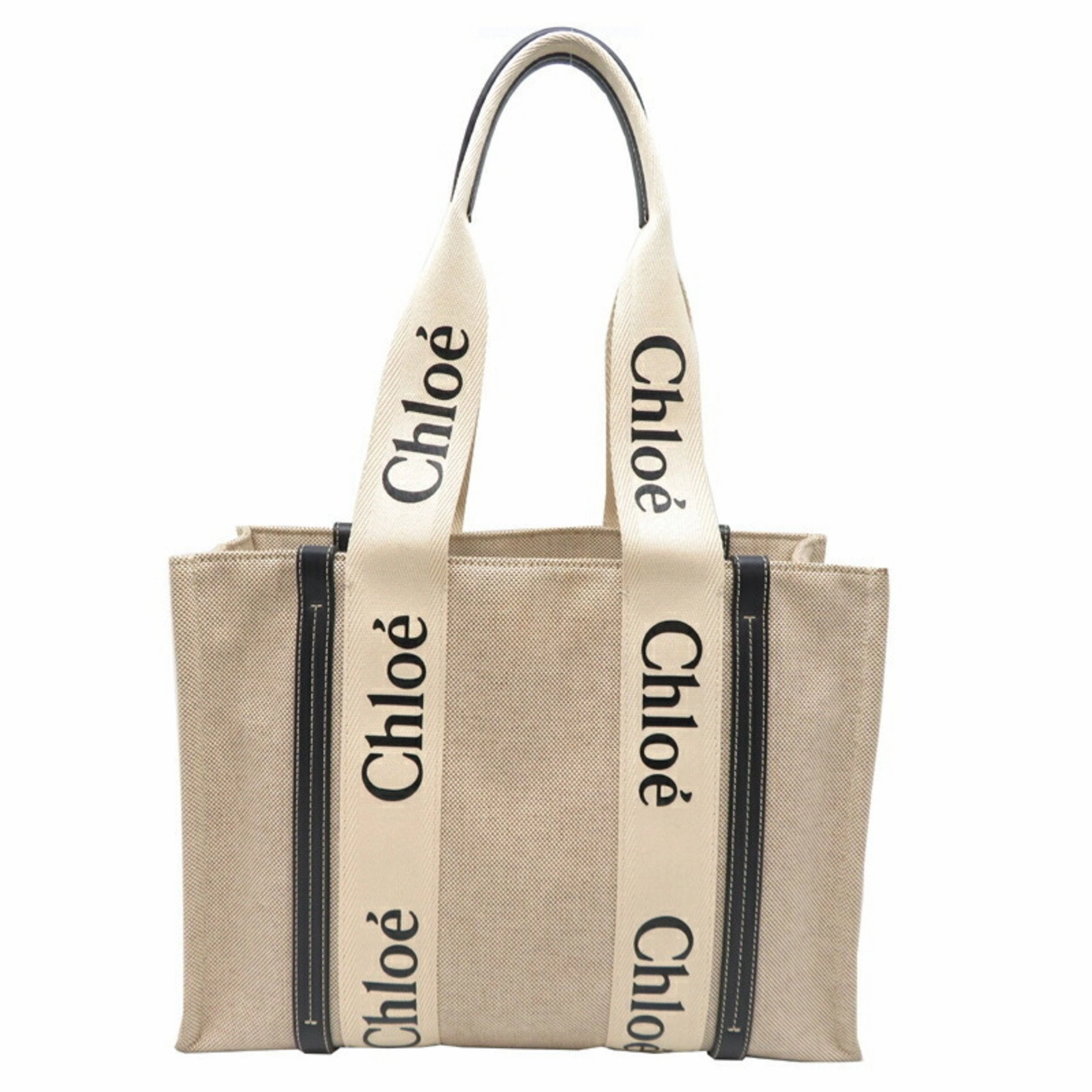 Chlo  Canvas Leather Handbag Tote Bag (Pre-Owned)