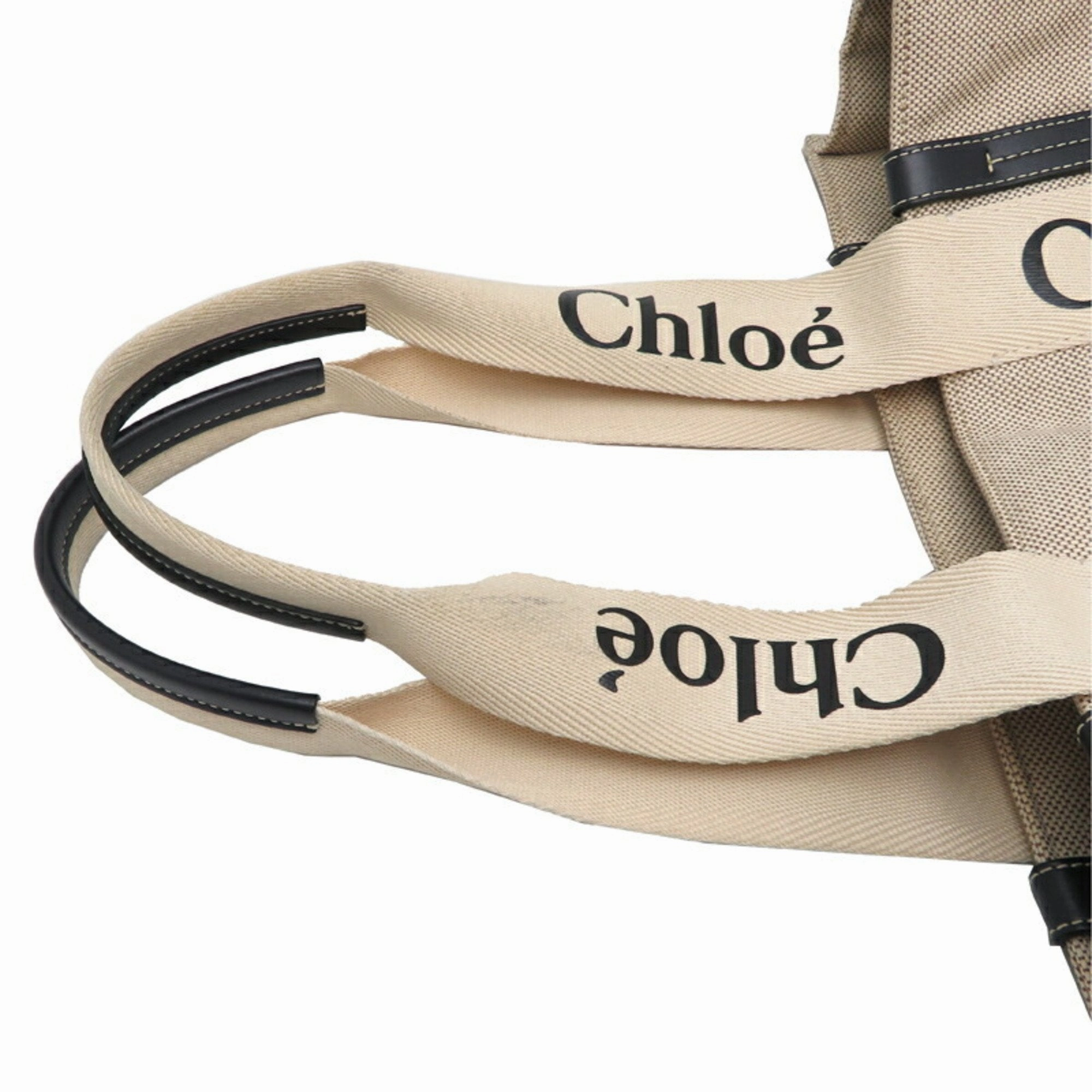 Chlo  Canvas Leather Handbag Tote Bag (Pre-Owned)