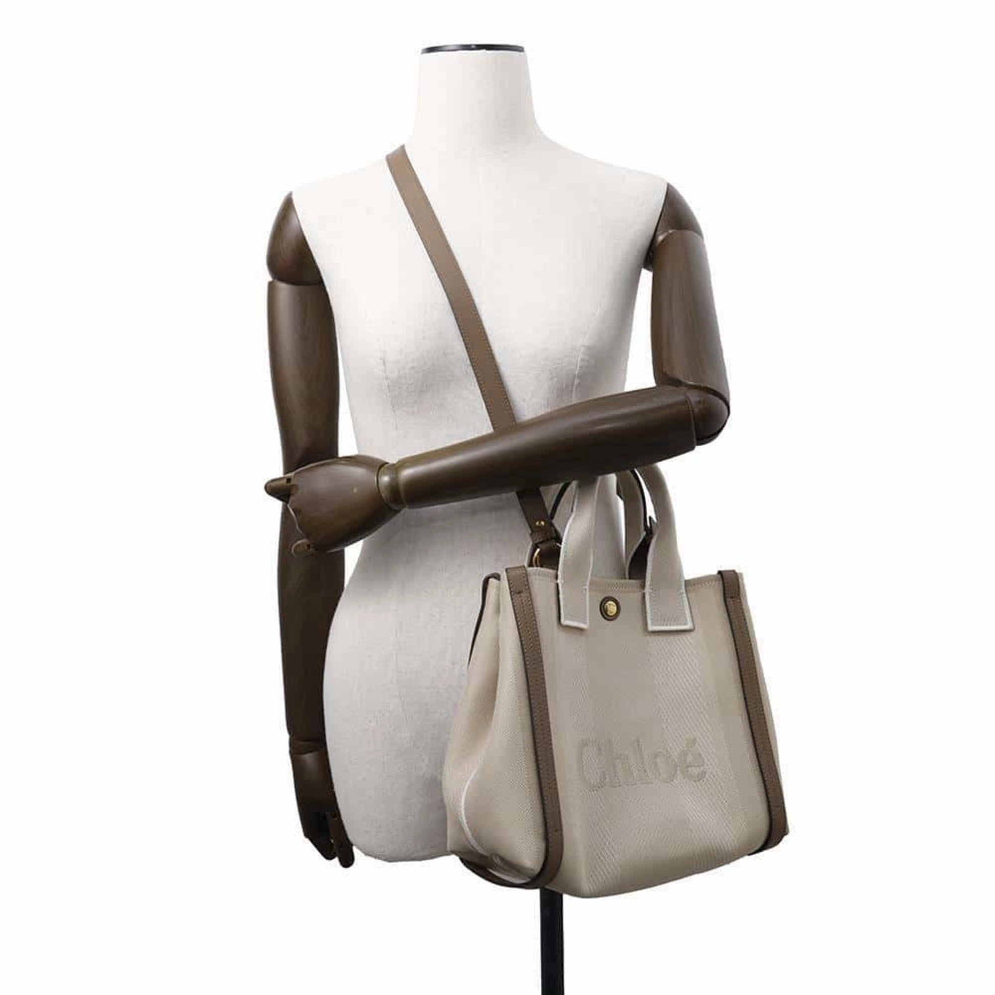 Chlo Canvas Shoulder Bag Tote Bag (Pre-Owned)