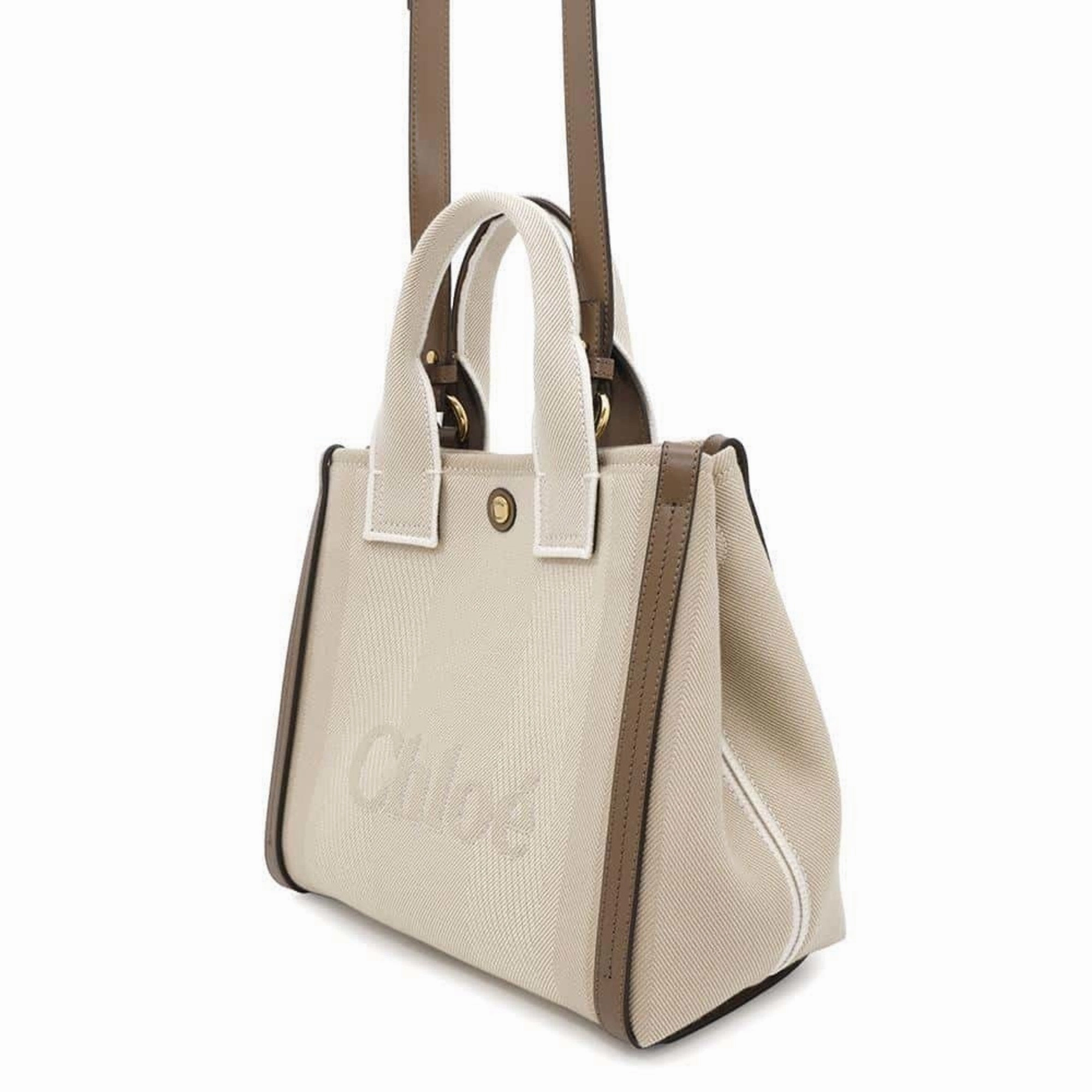 Chlo Canvas Shoulder Bag Tote Bag (Pre-Owned)