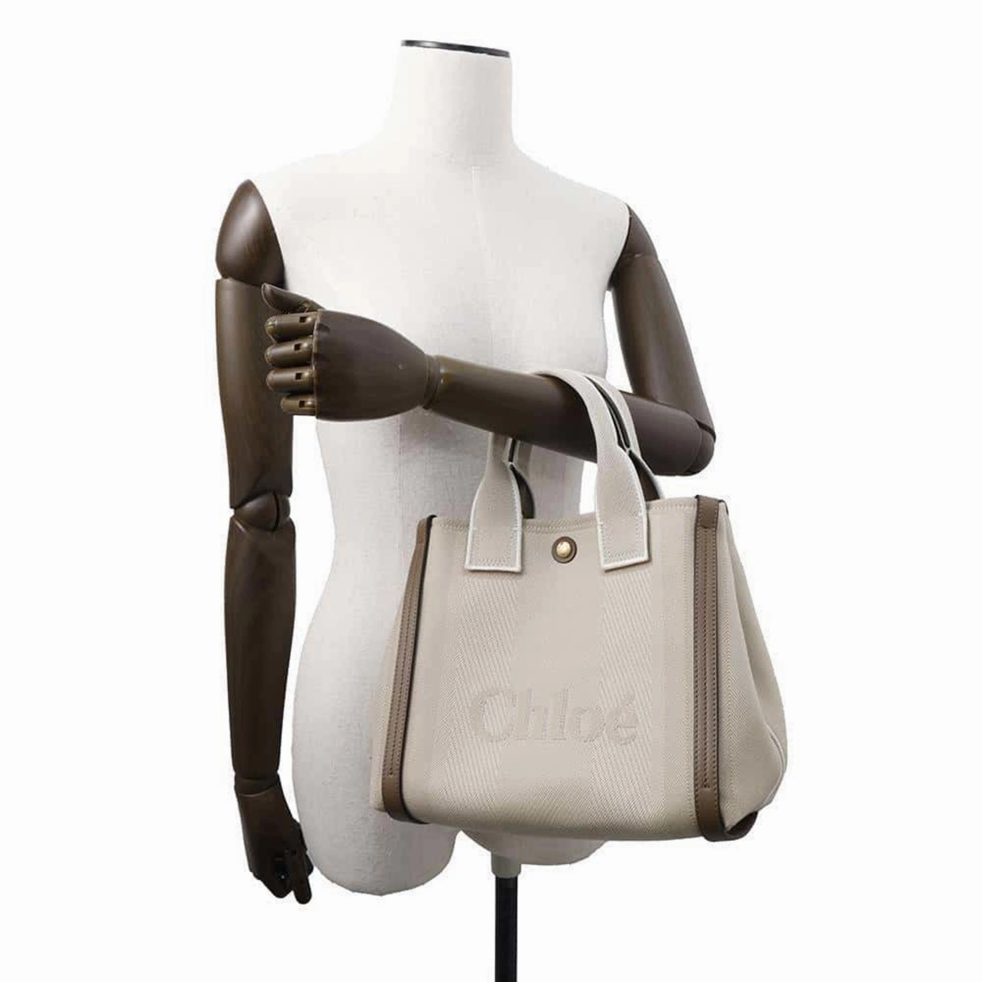 Chlo Canvas Shoulder Bag Tote Bag (Pre-Owned)