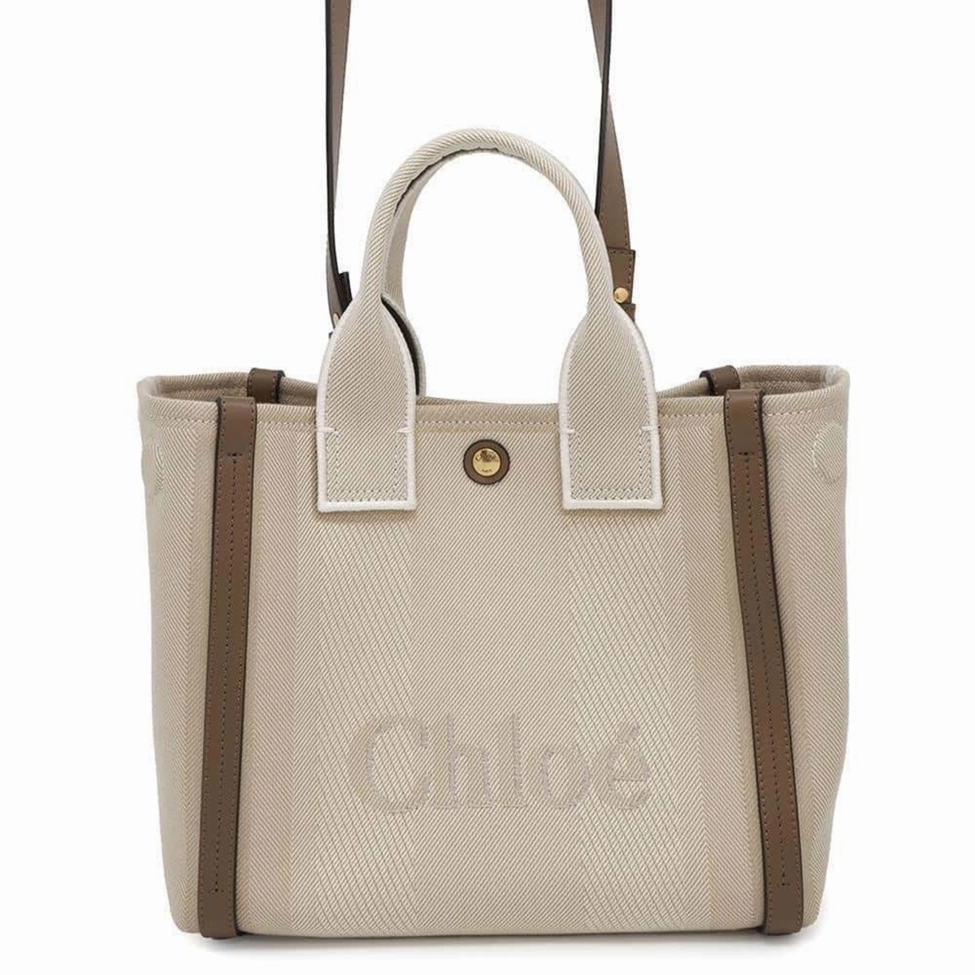 Chlo Canvas Shoulder Bag Tote Bag (Pre-Owned)
