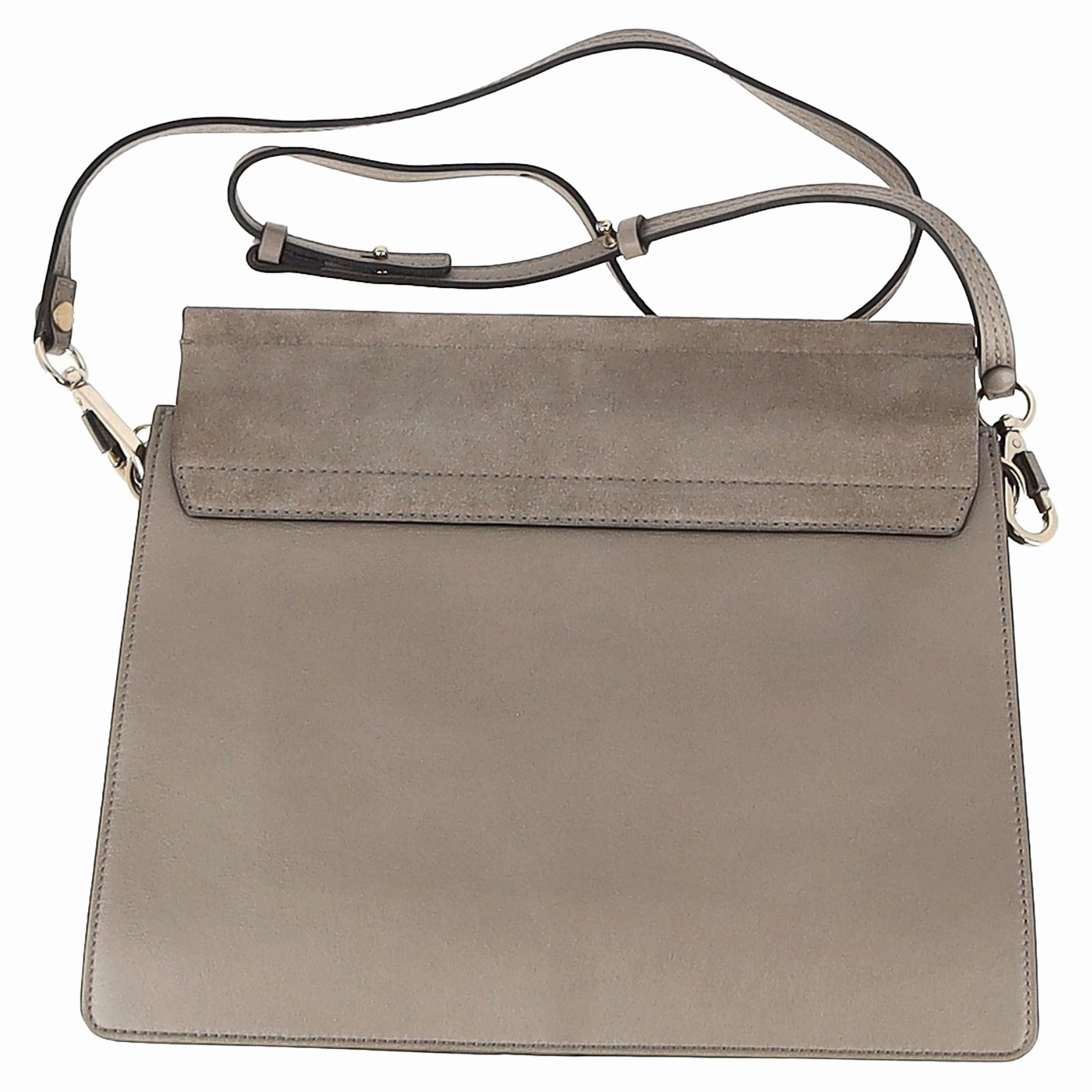 Chlo Motty Faye Medium Shoulder Bag in Grey Suede and Leather