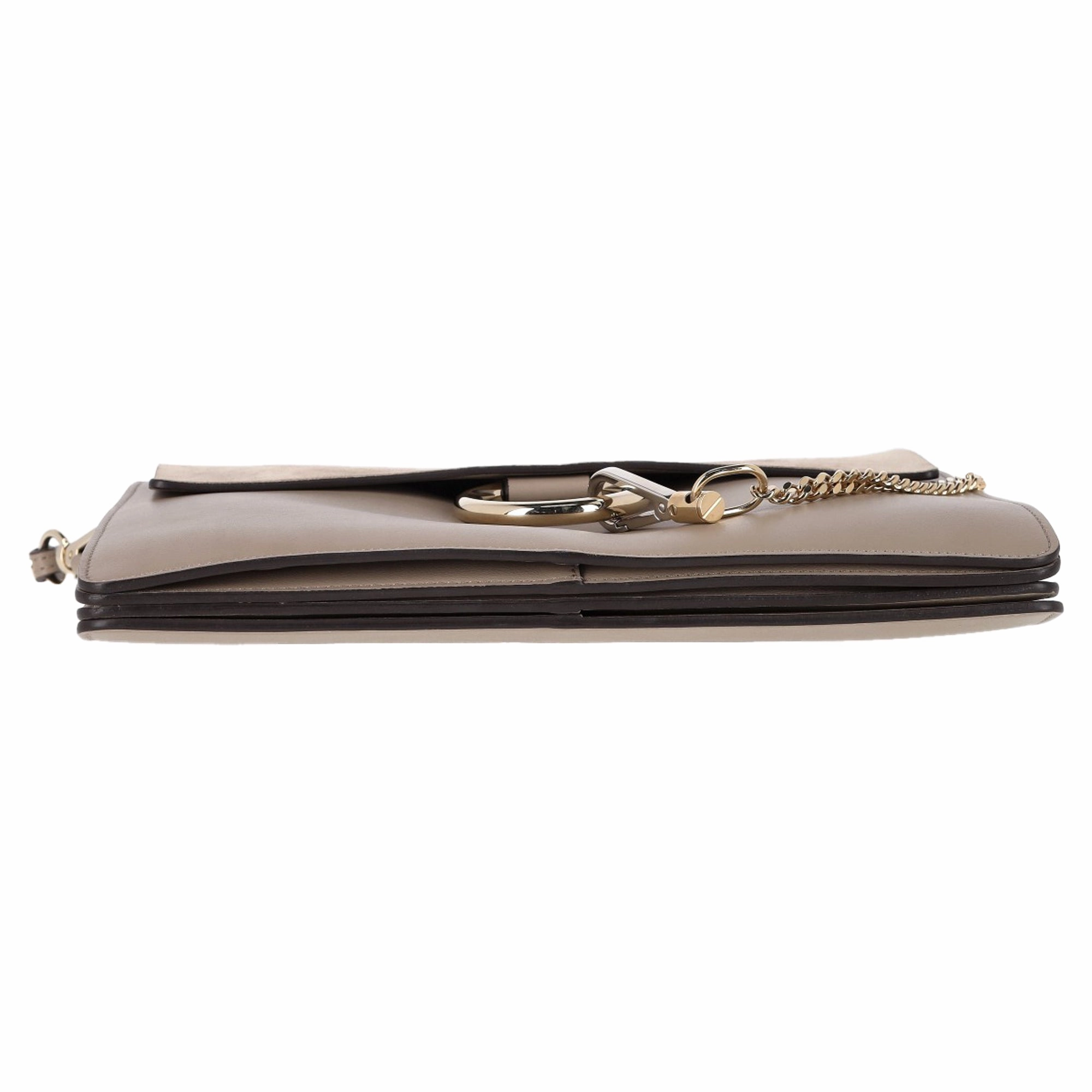 Chlo Motty Faye Medium Shoulder Bag in Grey Suede and Leather