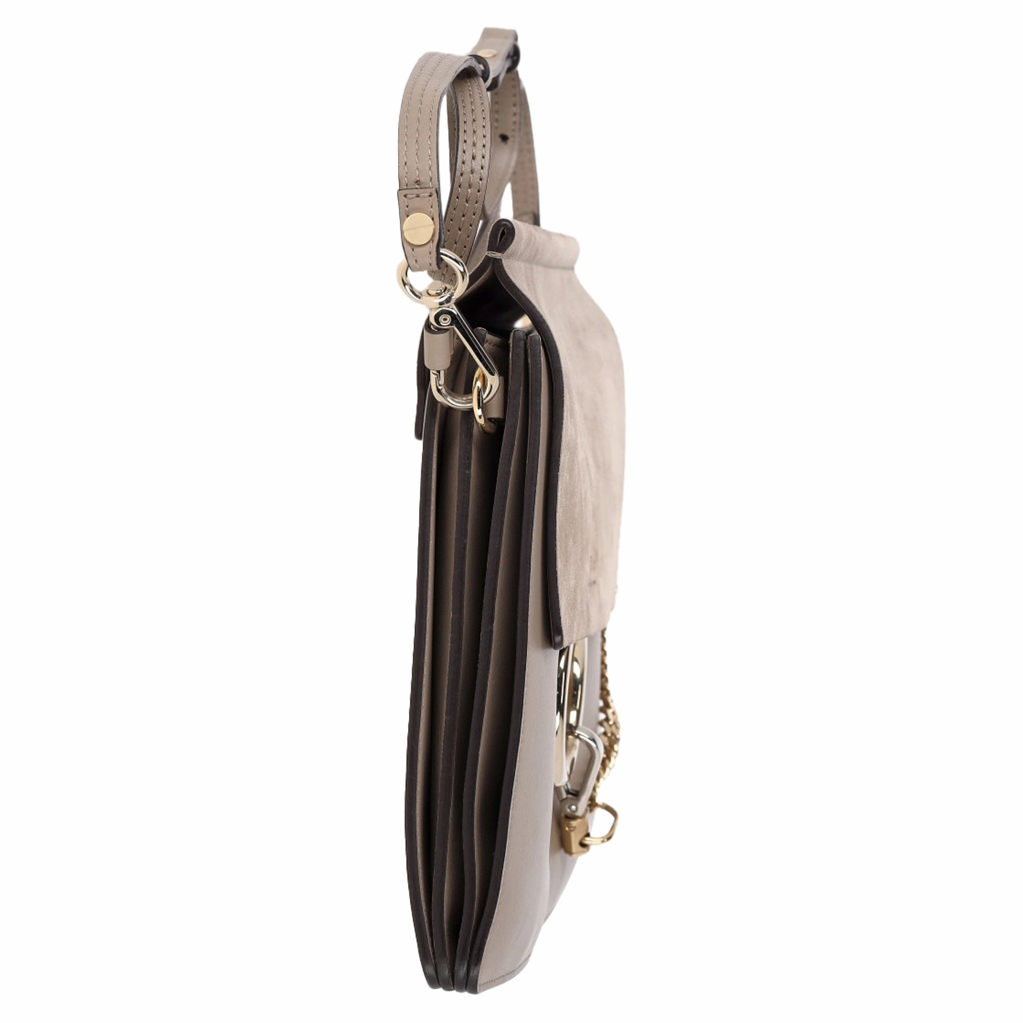 Chlo Motty Faye Medium Shoulder Bag in Grey Suede and Leather