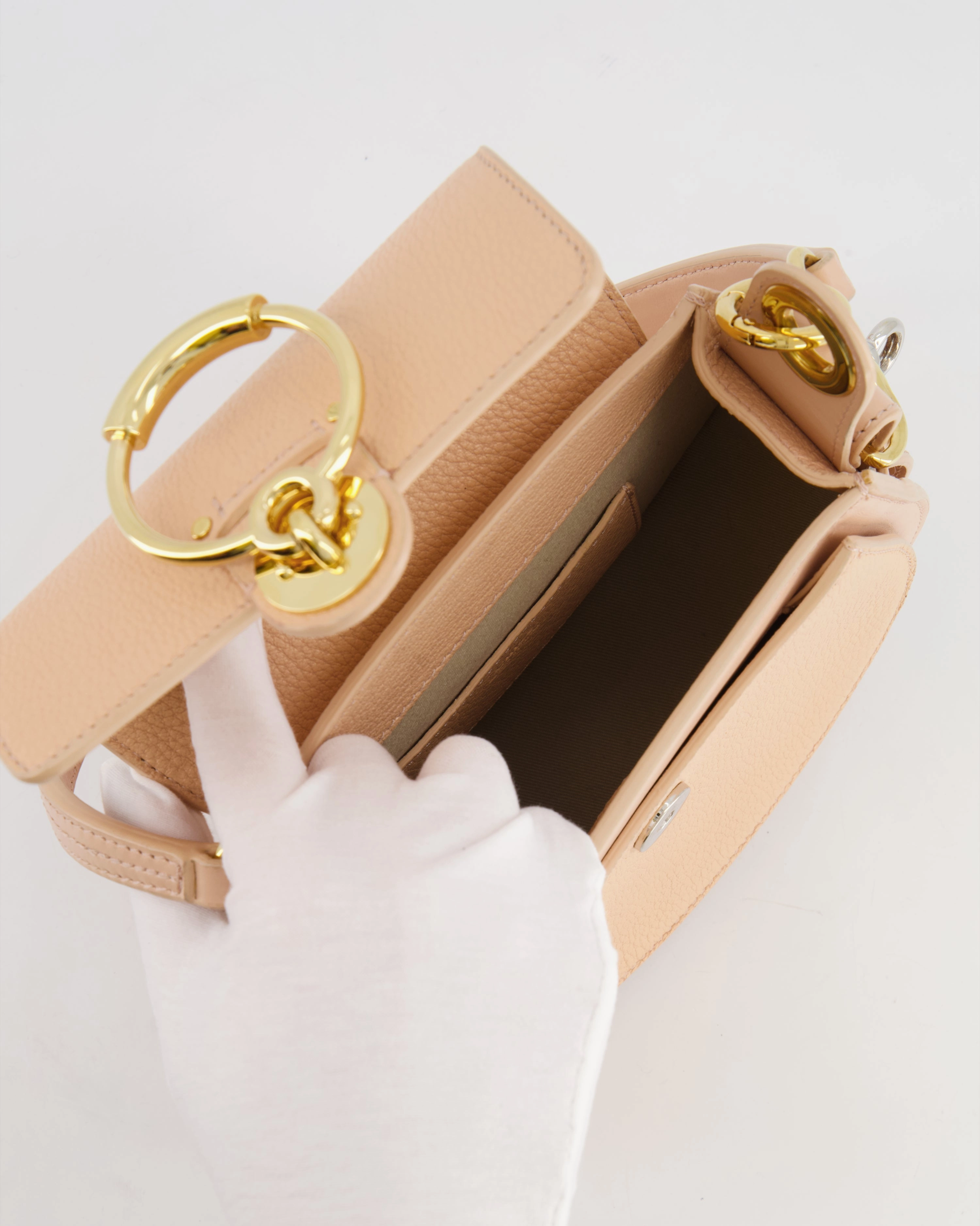 Chlo Small Beige Leather Tess Shoulder Bag with Gold Hardware RRP 1,790