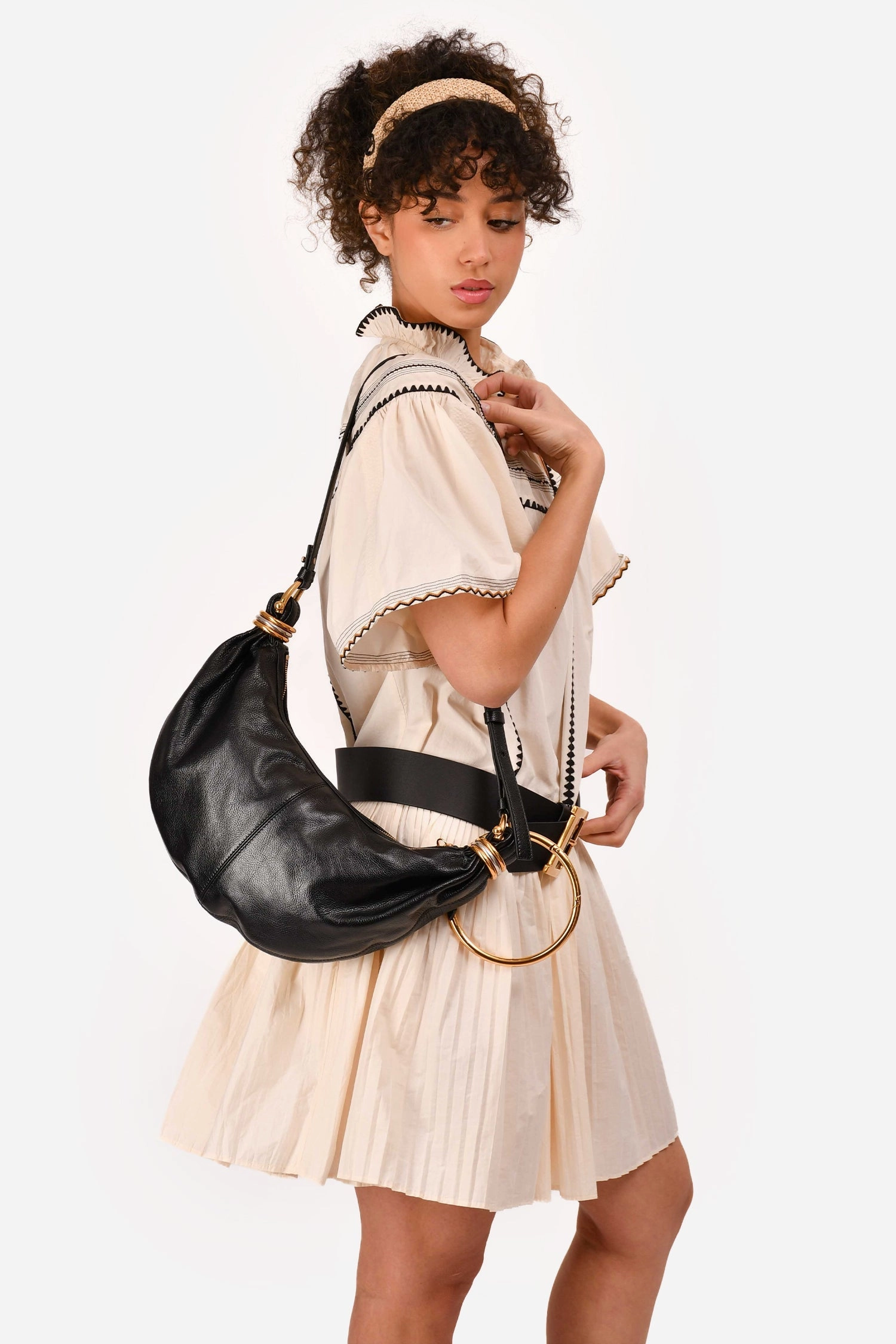 Chloe 2024 Black Leather Small Bracelet Bag