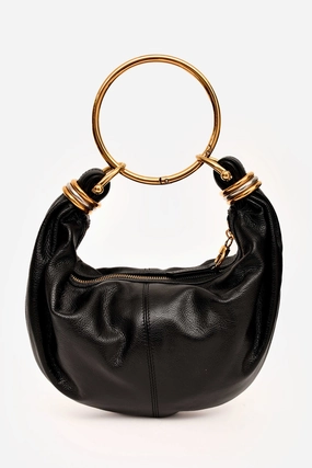 Chloe 2024 Black Leather Small Bracelet Bag