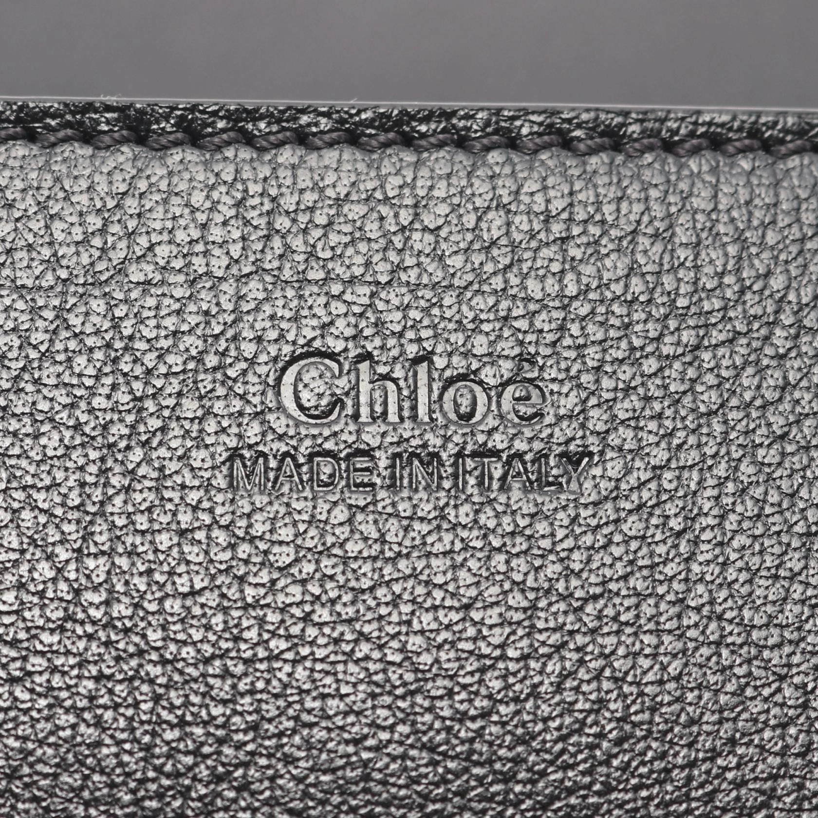 Chloe SPIN Leather Flap Wallet Shoulder Bag Black
