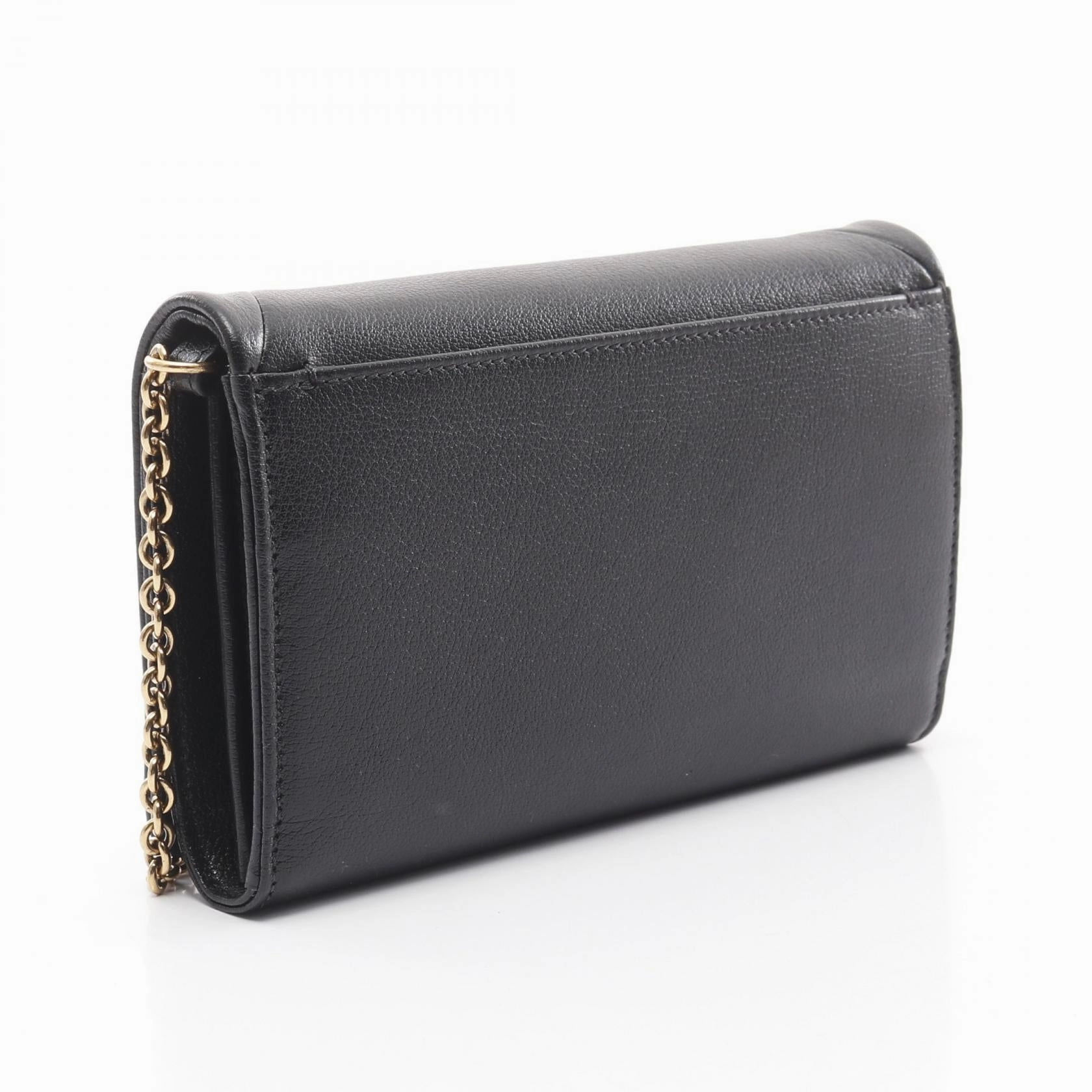 Chloe SPIN Leather Flap Wallet Shoulder Bag Black