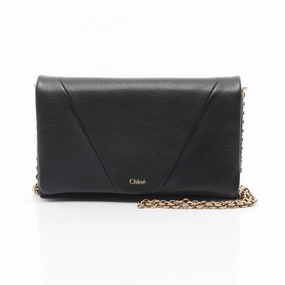 Chloe SPIN Leather Flap Wallet Shoulder Bag Black