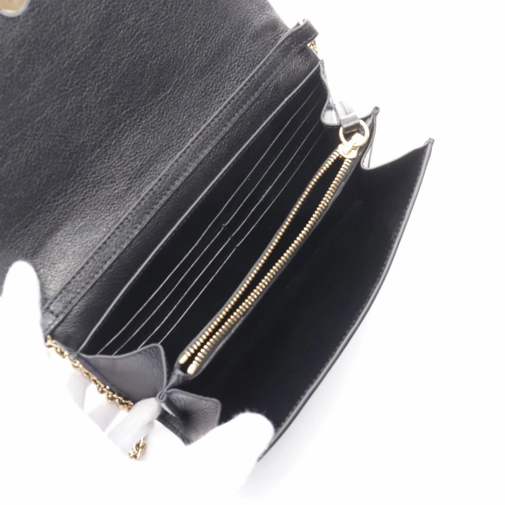 Chloe SPIN Leather Flap Wallet Shoulder Bag Black