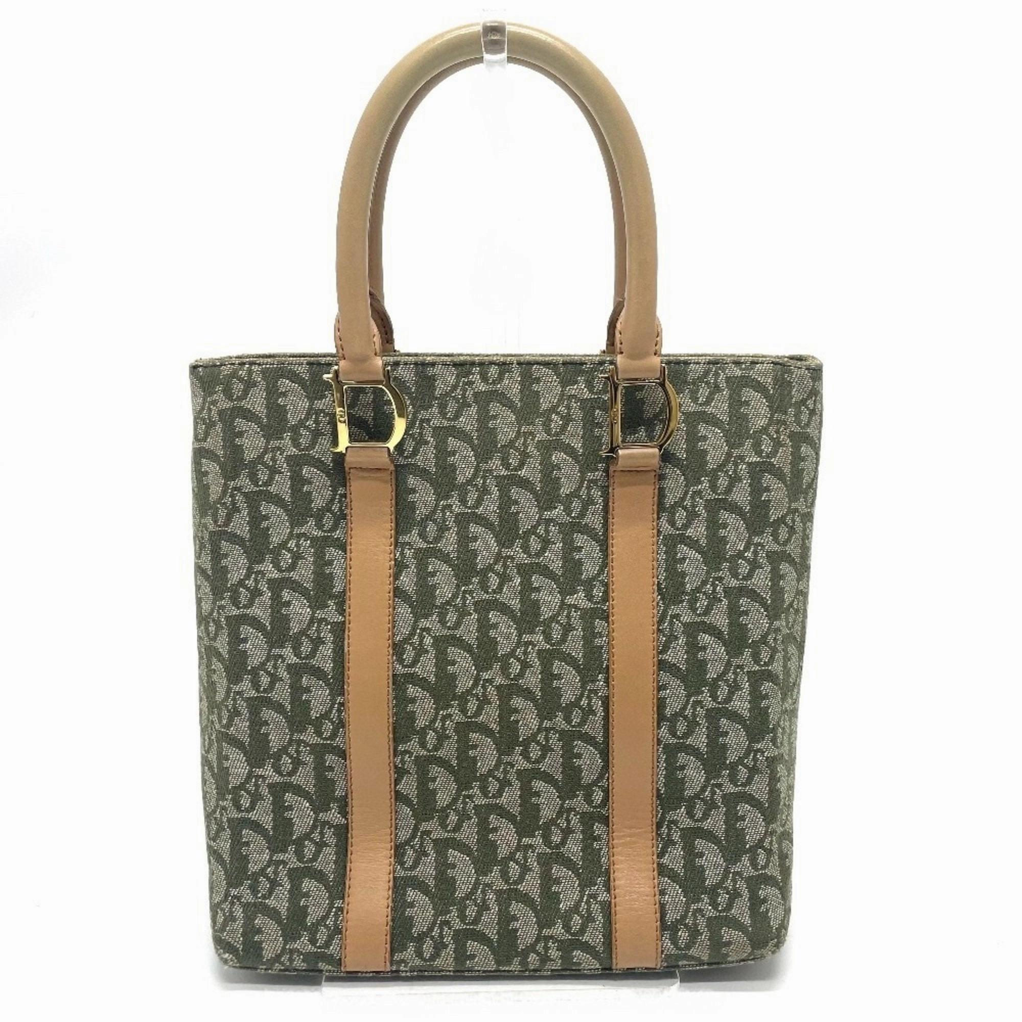 Christian Dior Canvas Leather Handbag Tote Bag (Pre-Owned)