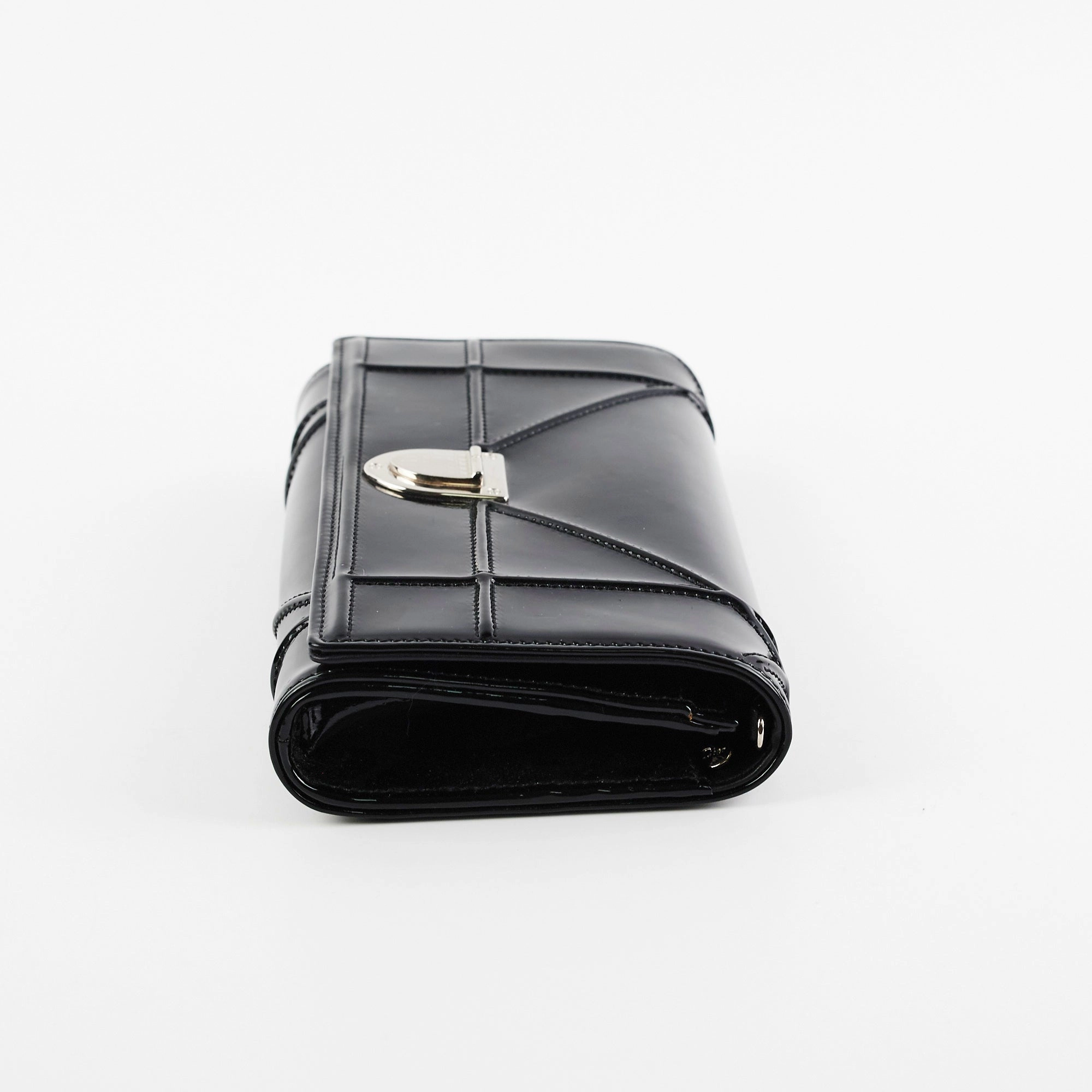 Christian Dior Diorama Black Patent Wallet On Chain WOC