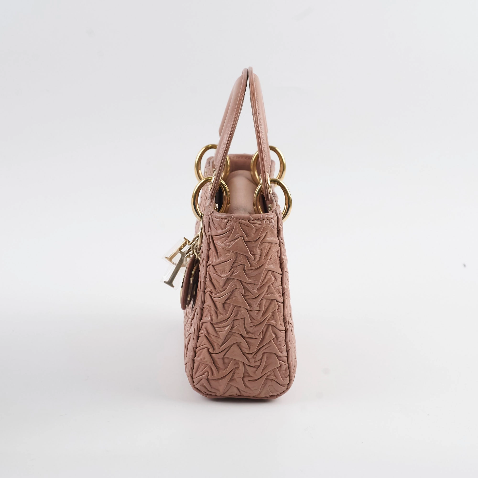 Christian Dior Lambskin Gathered Mini Lady Dior Pink