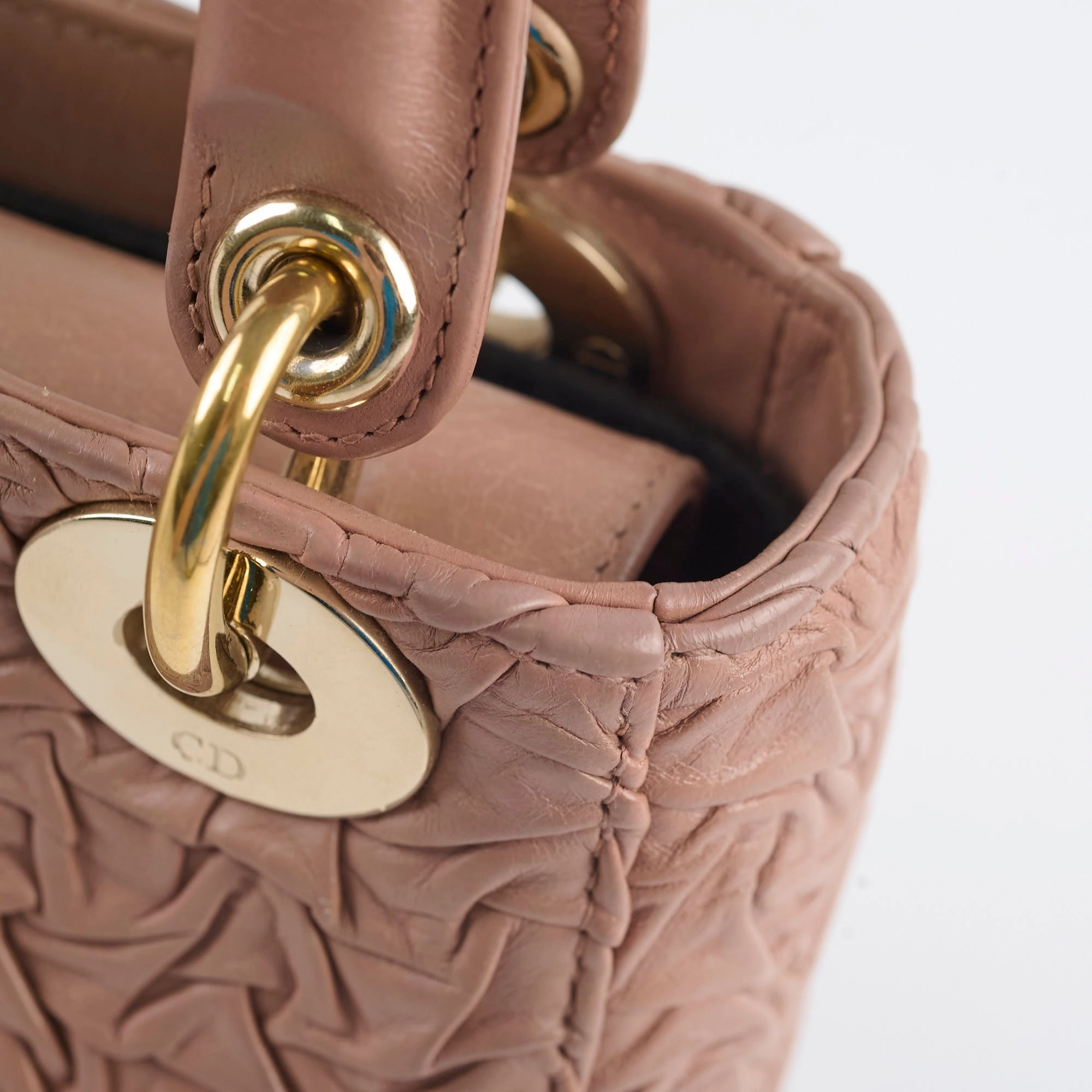 Christian Dior Lambskin Gathered Mini Lady Dior Pink