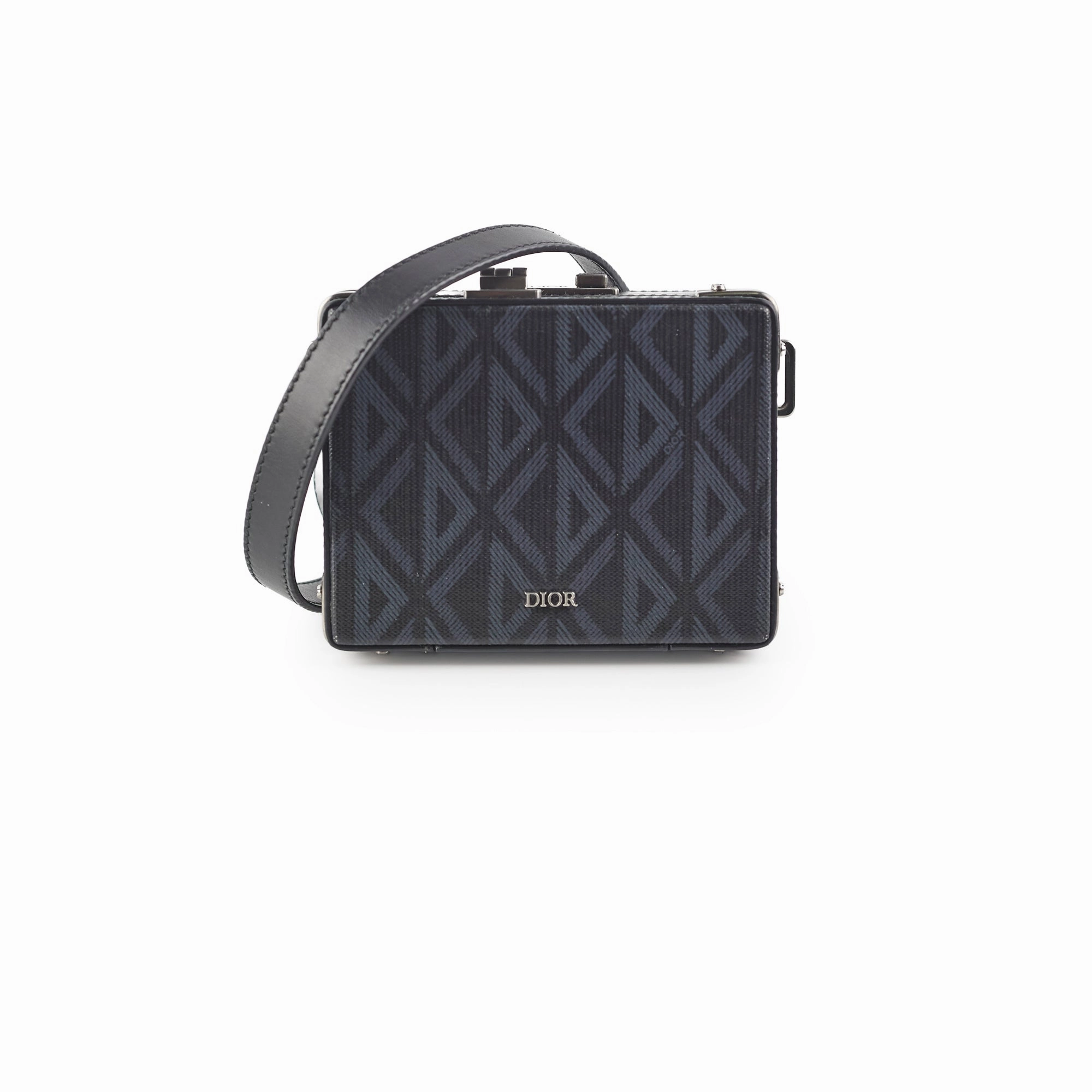 Christian Dior Mini Lock Canvas Crossbody Bag Black/Blue