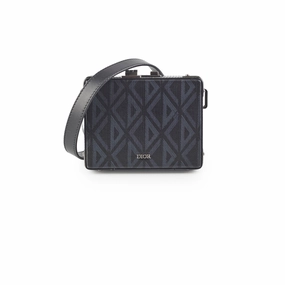 Christian Dior Mini Lock Canvas Crossbody Bag Black/Blue