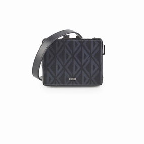 Christian Dior Mini Lock Canvas Crossbody Bag Black/Blue