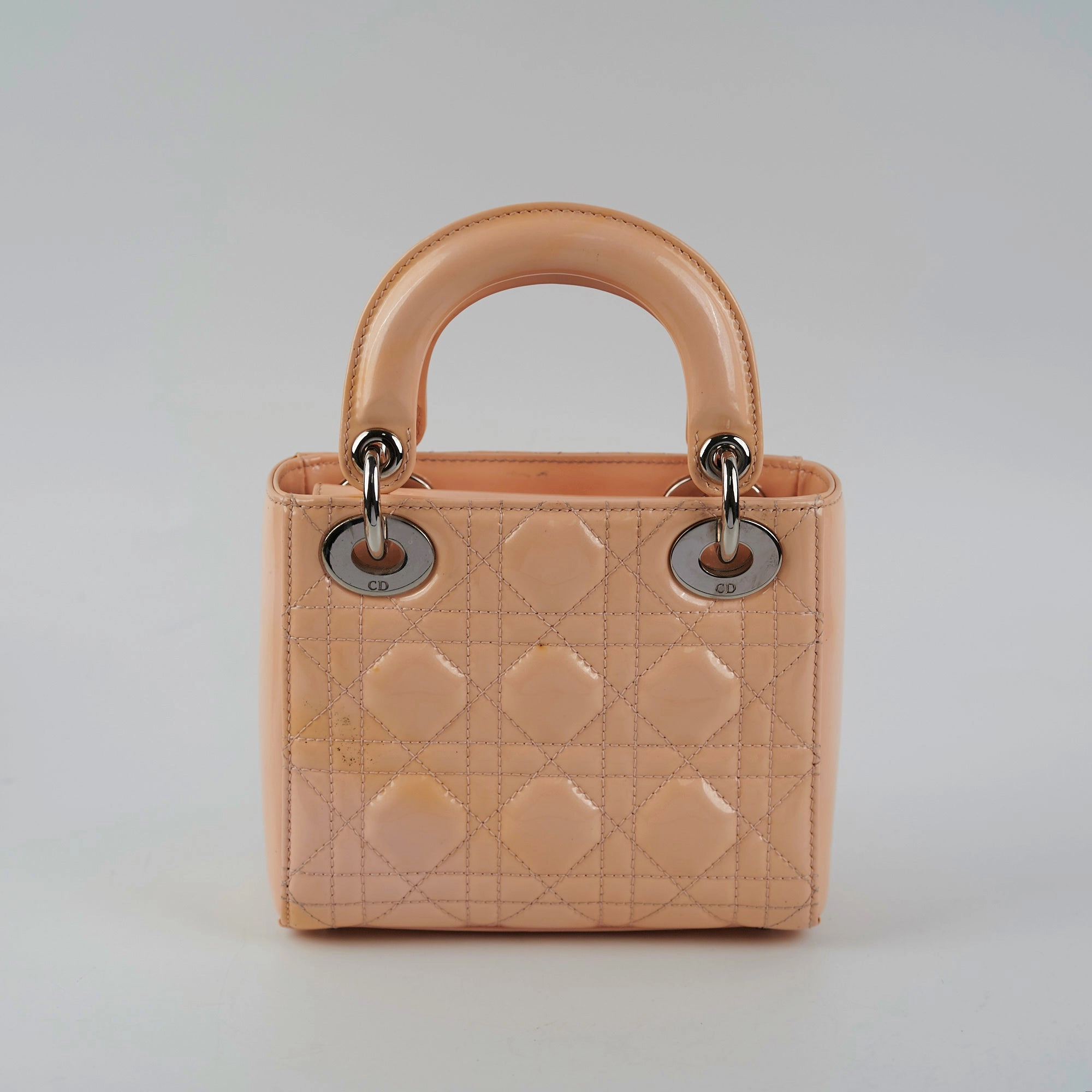 Christian Dior Mini Patent Lady Dior Peach Bag