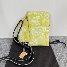 Christian Dior Mini Shoulder Bag Lime Canvas