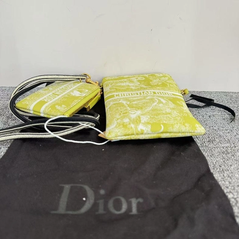 Christian Dior Mini Shoulder Bag Lime Canvas