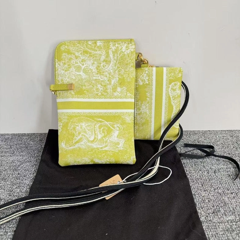 Christian Dior Mini Shoulder Bag Lime Canvas