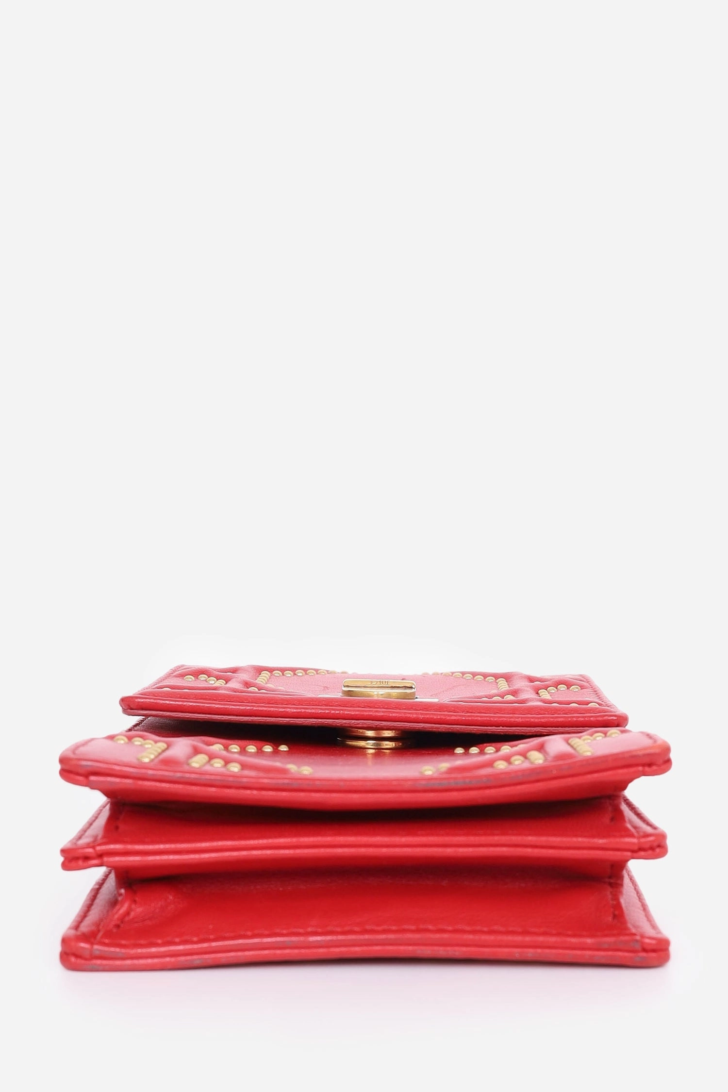 Christian Dior Red Leather Studded Diorama Vertical Crossbody Bag