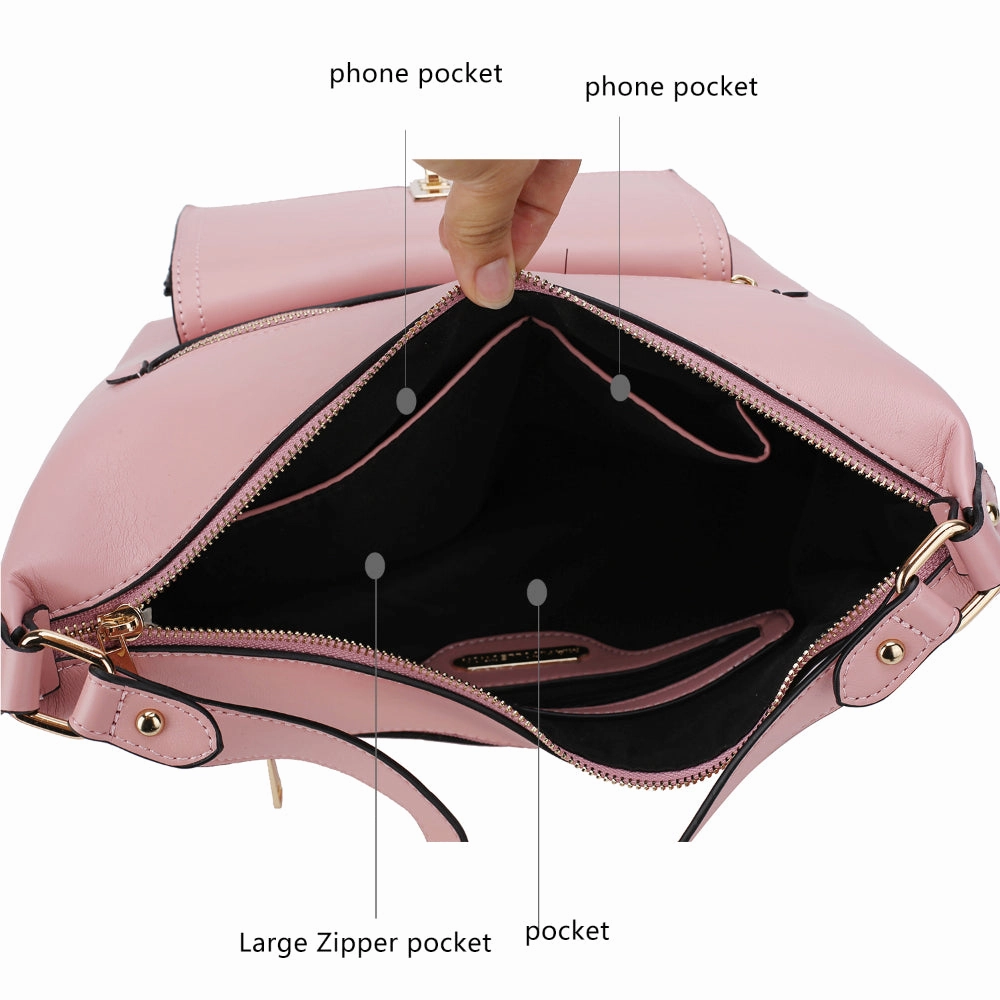 Clara Vegan Leather Womens Shoulder Bag with Wristlet Wallet- 2 pieces