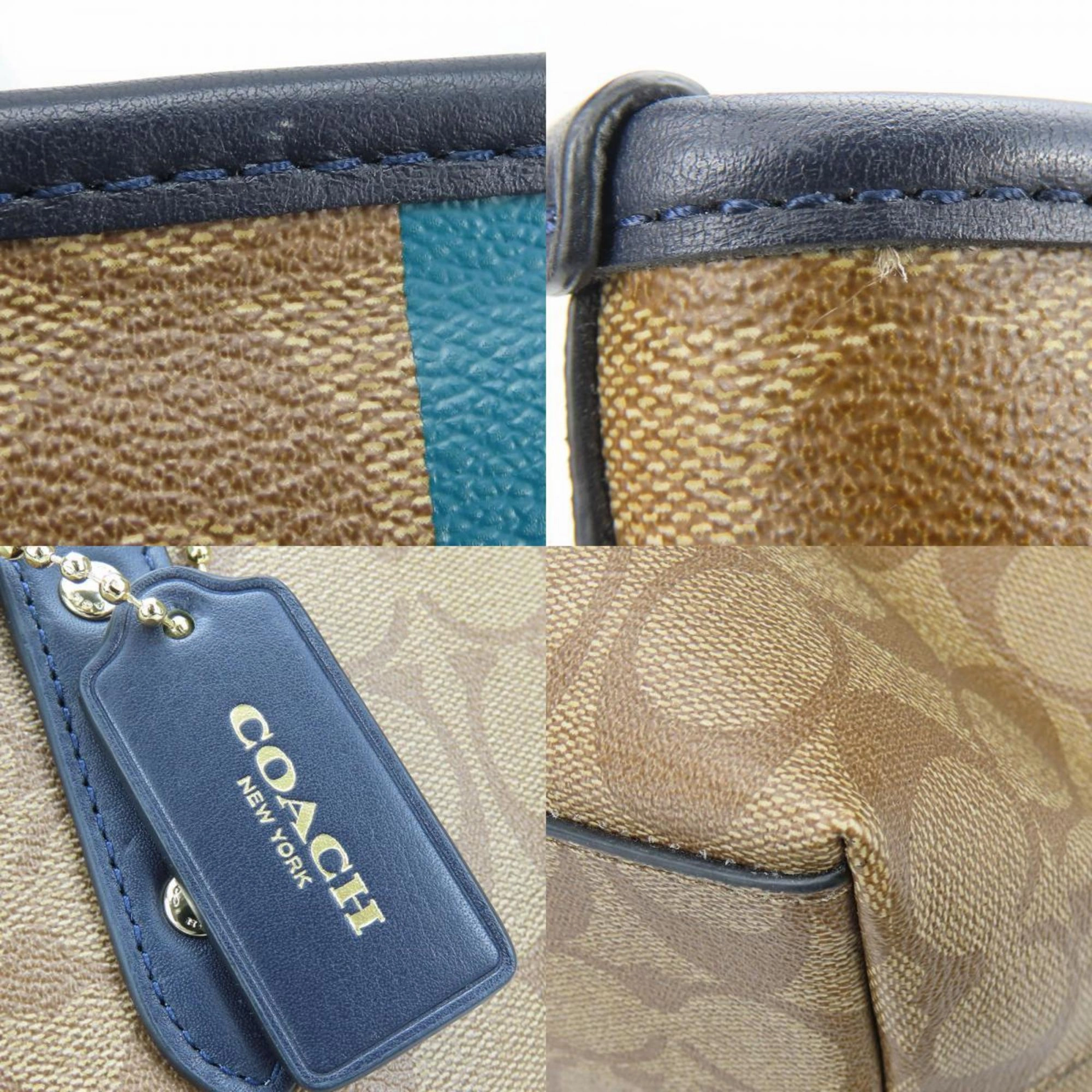Coach blue  Navy Leather Pvc Tote Bag (Pre-Owned)