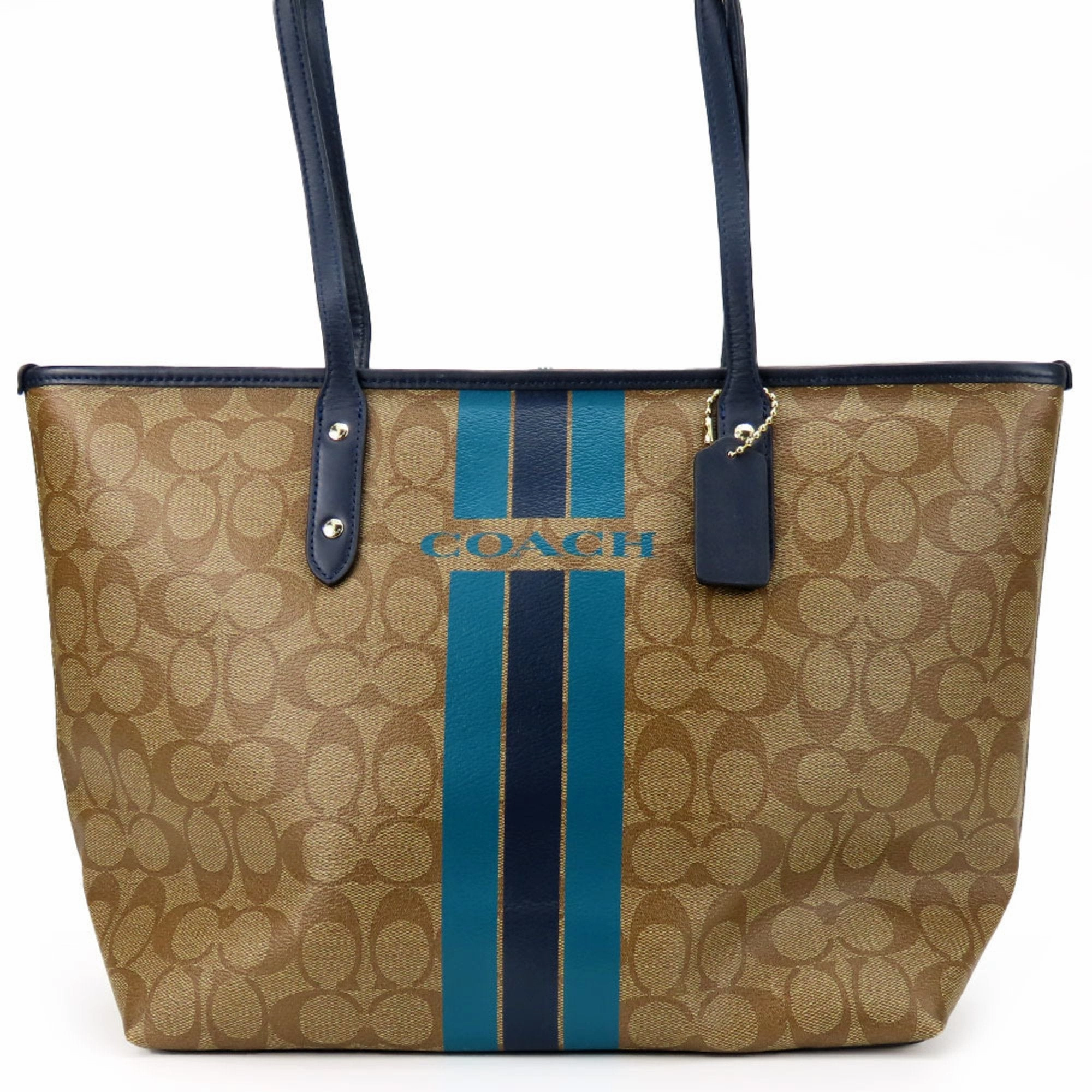 Coach blue  Navy Leather Pvc Tote Bag (Pre-Owned)