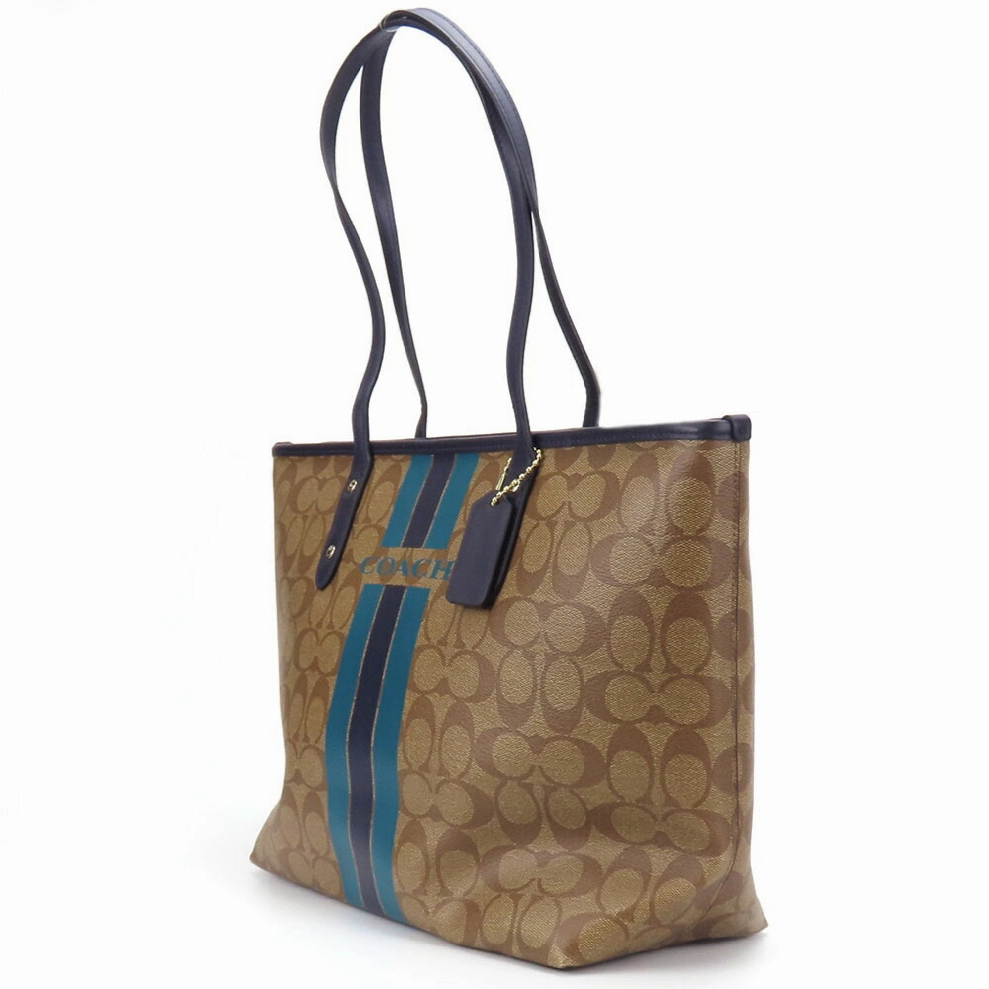 Coach blue  Navy Leather Pvc Tote Bag (Pre-Owned)