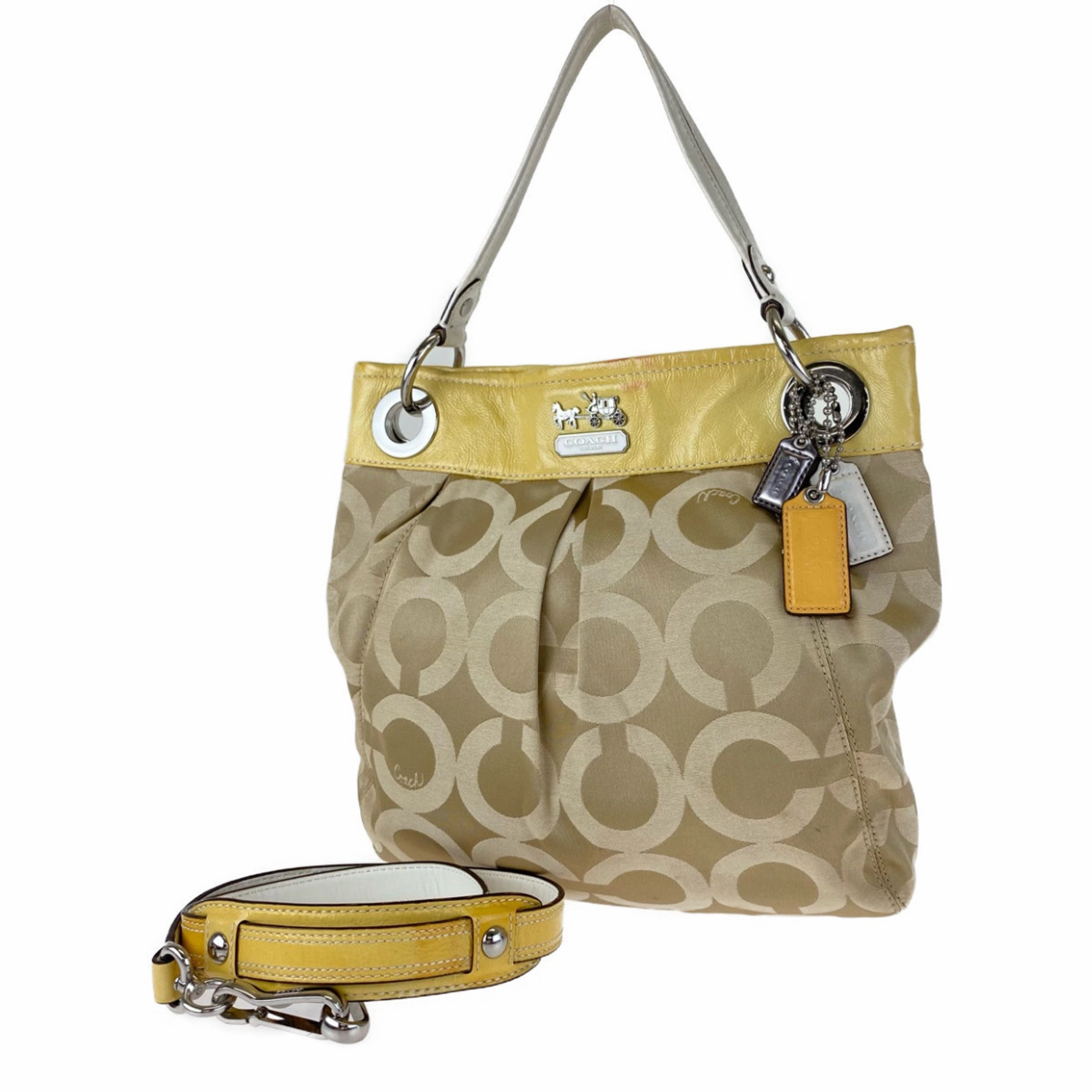 Coach Canvas Leather Handbag Shoulder Bag (Pre-Owned)