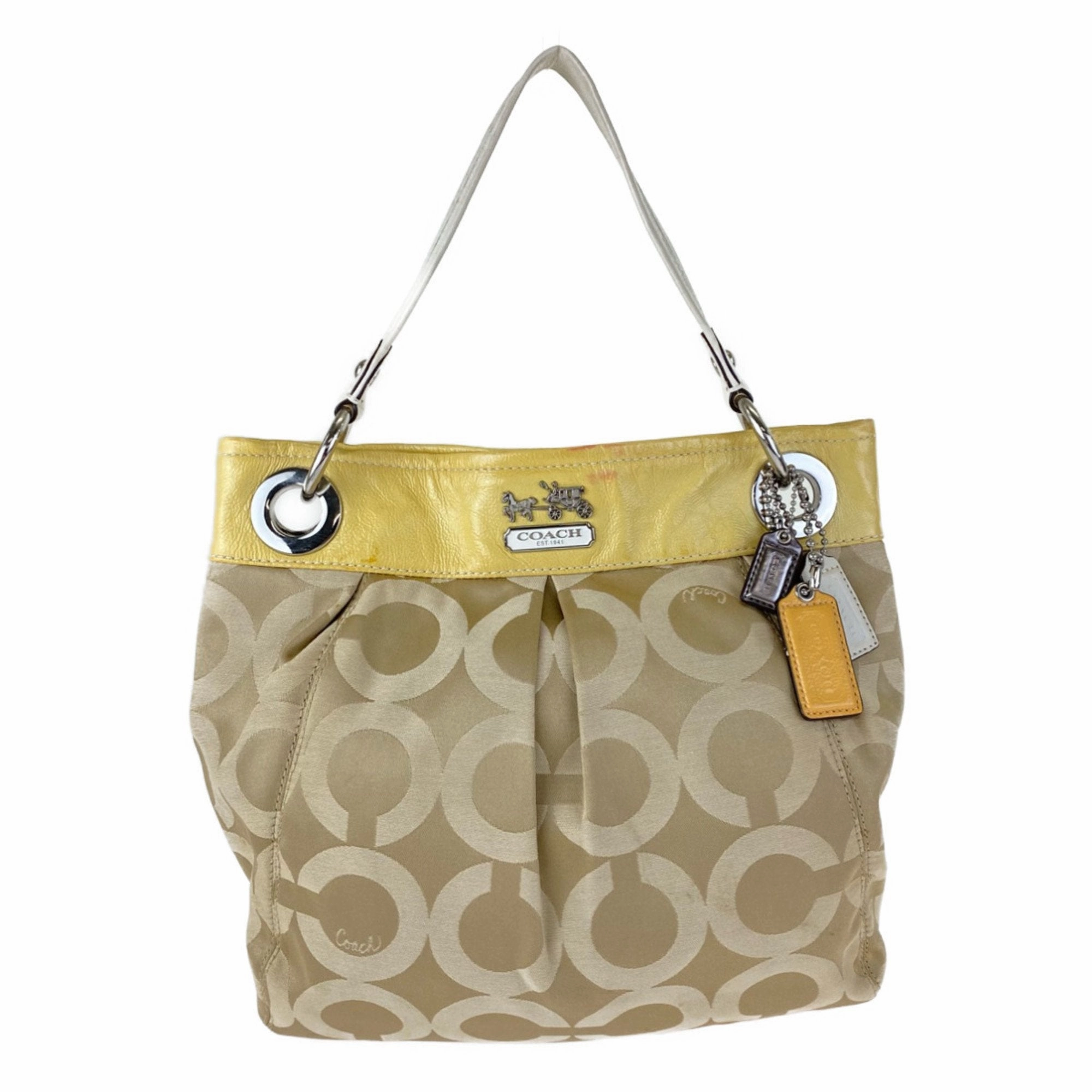 Coach Canvas Leather Handbag Shoulder Bag (Pre-Owned)