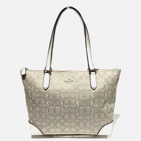 Coach  Canvas Leather Tote Bag (Pre-Owned)