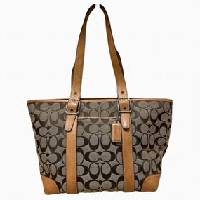 Coach  Canvas Leather Tote Bag (Pre-Owned)