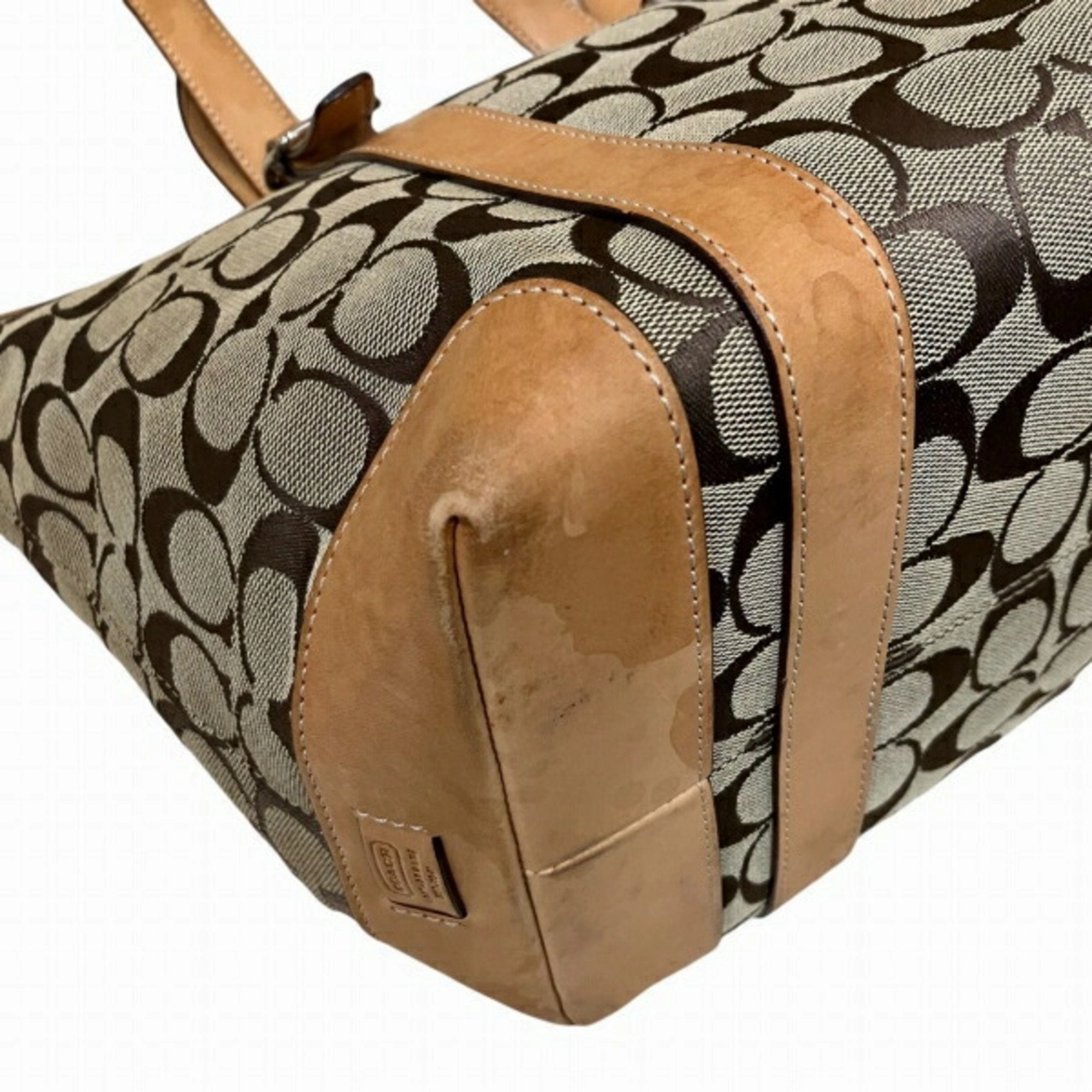 Coach  Canvas Leather Tote Bag (Pre-Owned)