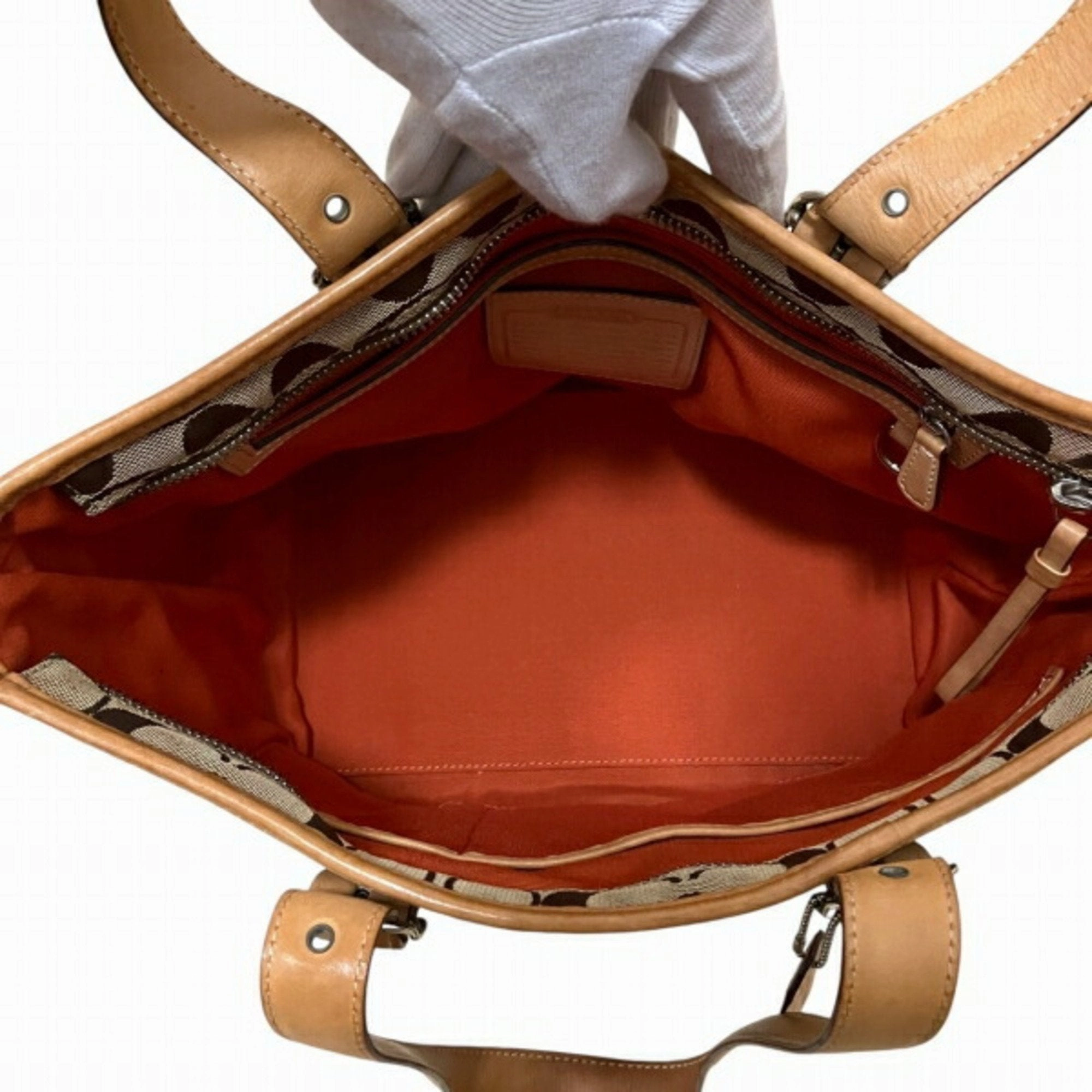 Coach  Canvas Leather Tote Bag (Pre-Owned)