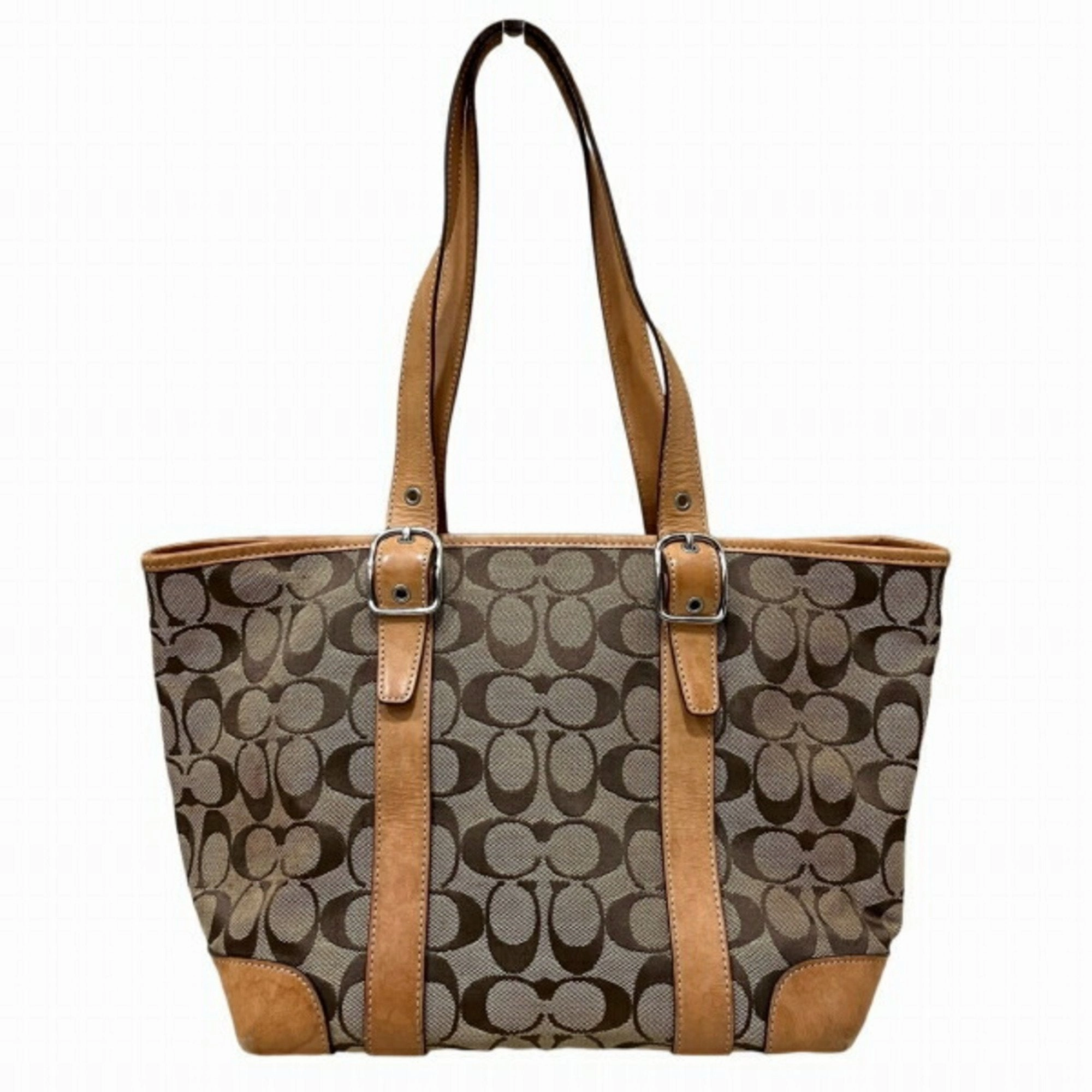 Coach  Canvas Leather Tote Bag (Pre-Owned)