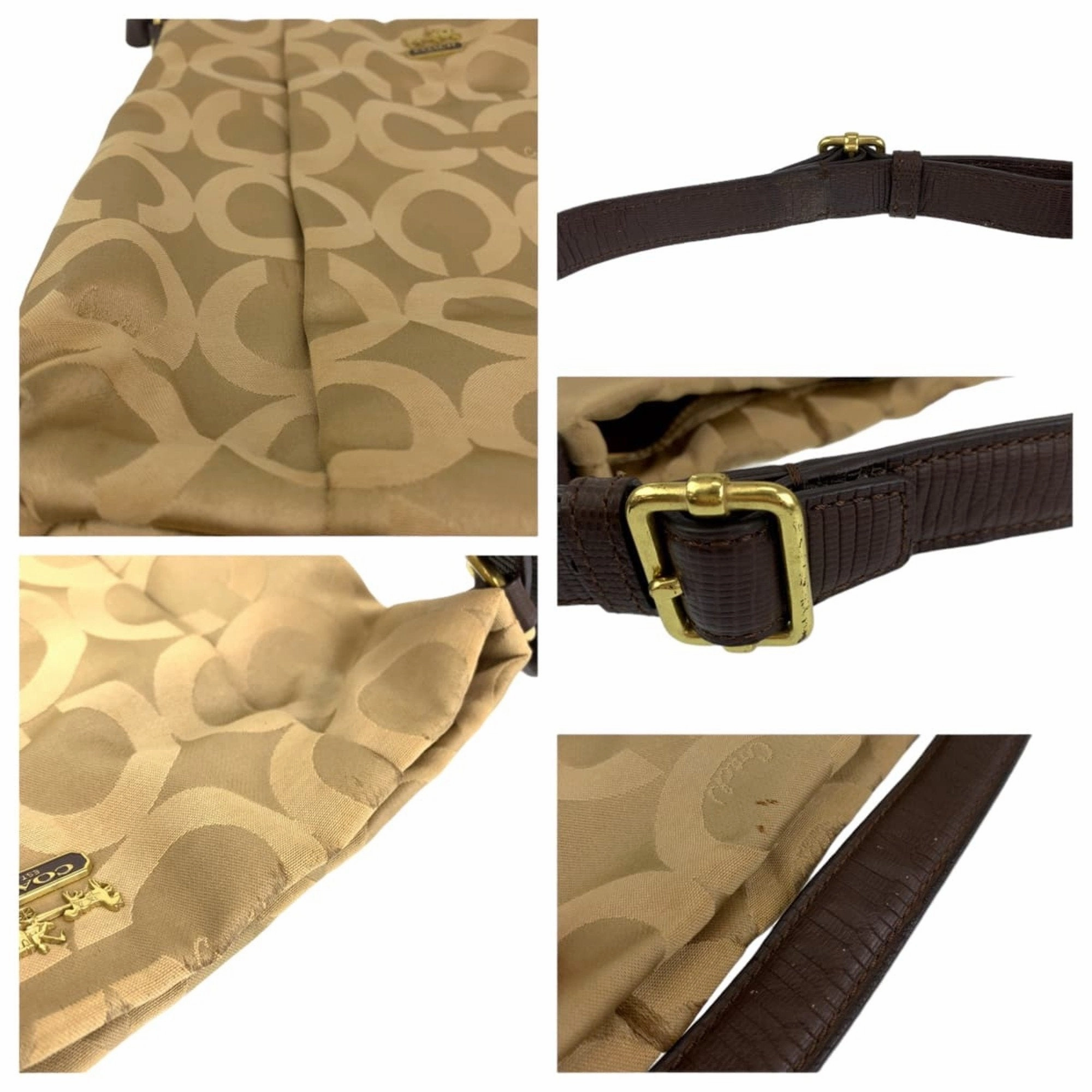 Coach gold Canvas Shoulder Bag (Pre-Owned)