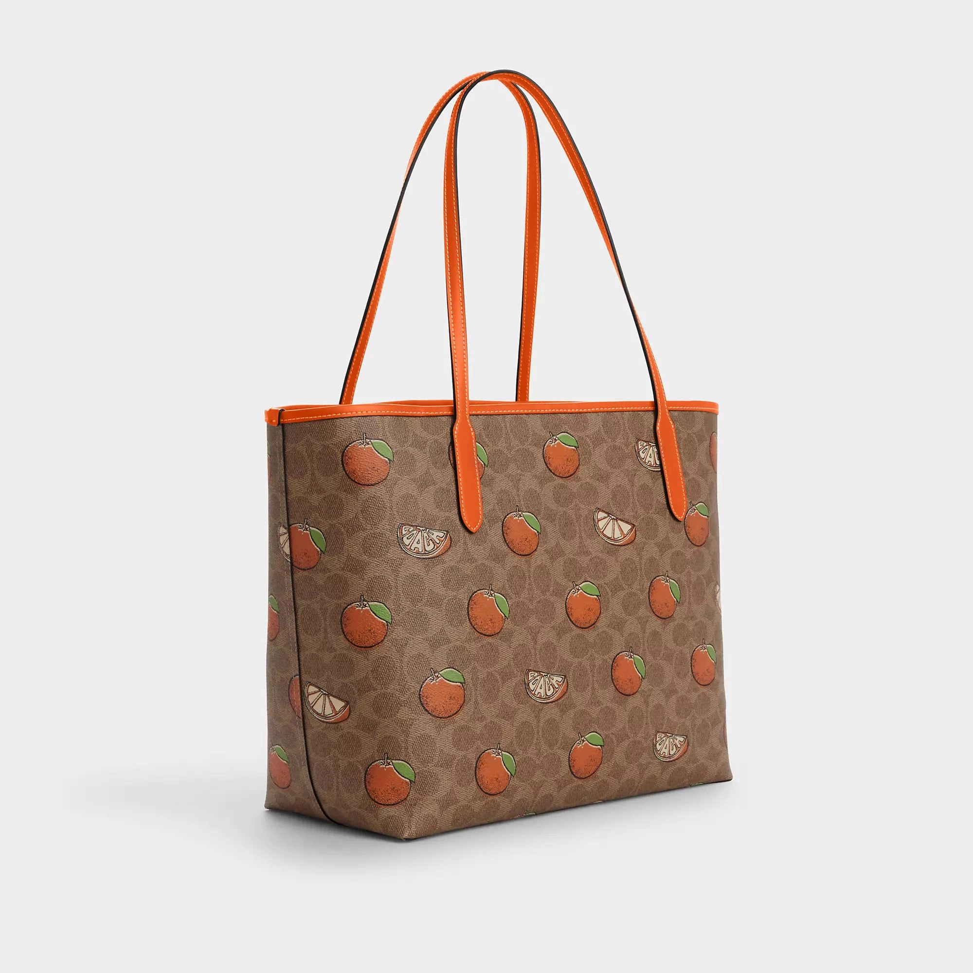 Coach Outlet City Tote Bag In Signature Canvas With Orange Print
