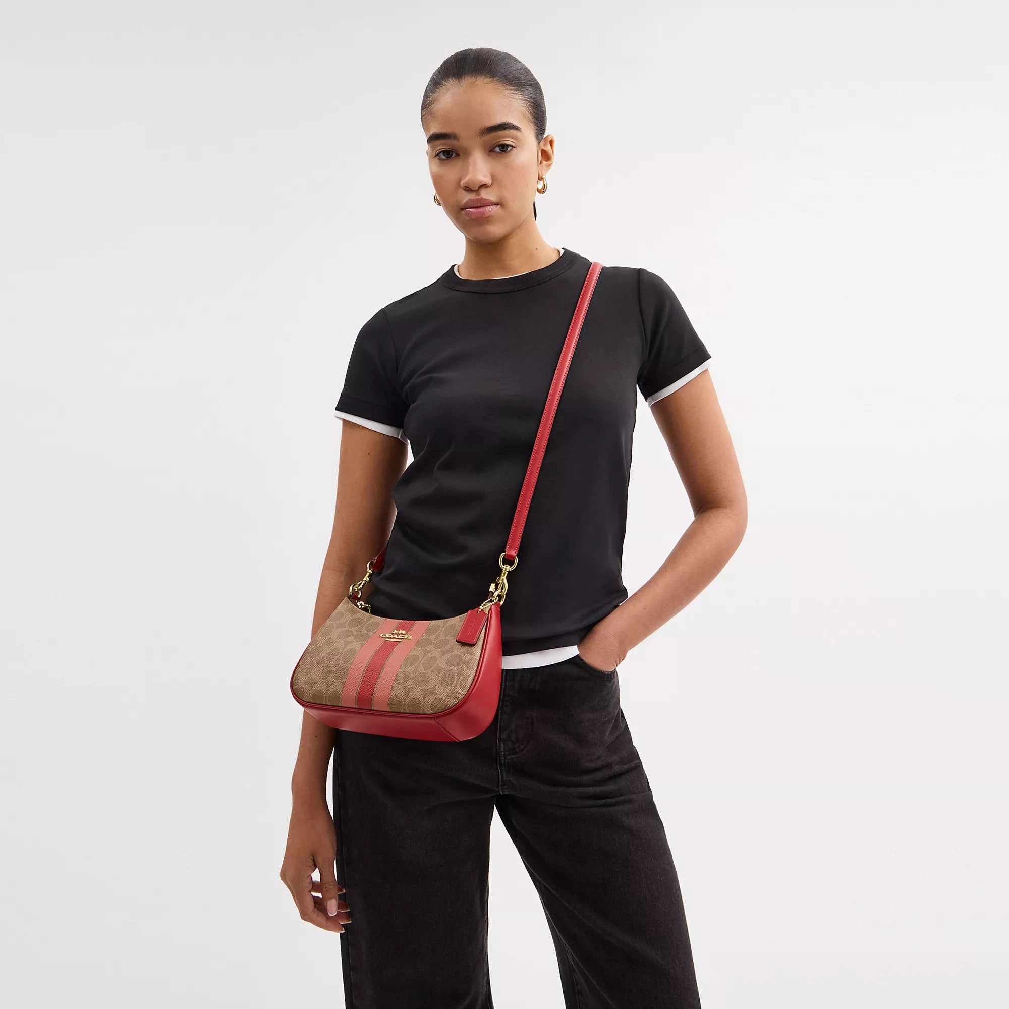 Coach Outlet Teri Shoulder Bag In Signature Canvas With Stripe