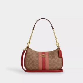 Coach Outlet Teri Shoulder Bag In Signature Canvas With Stripe