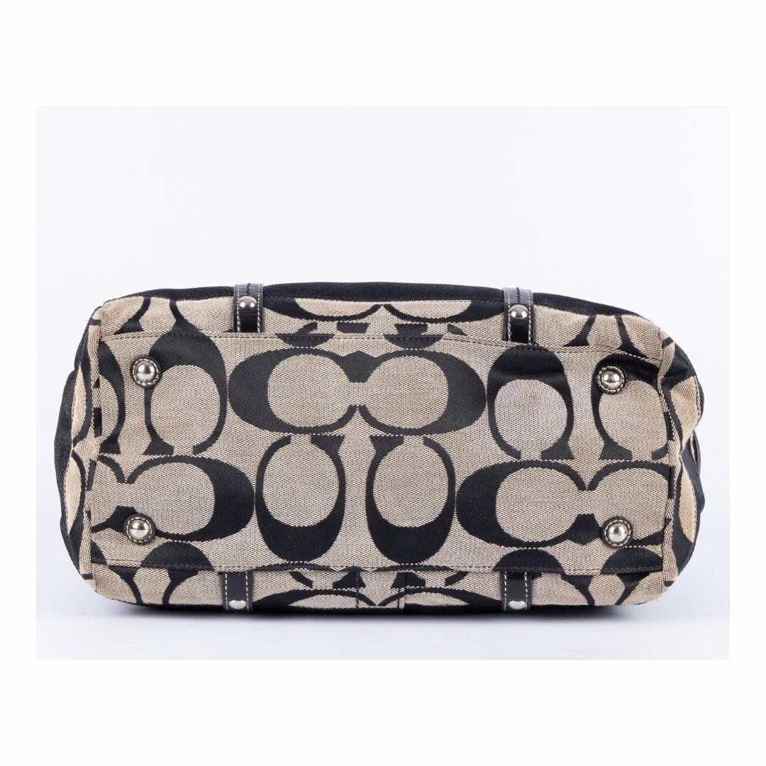Coach Signature Black Canvas Leather Shoulder Bag