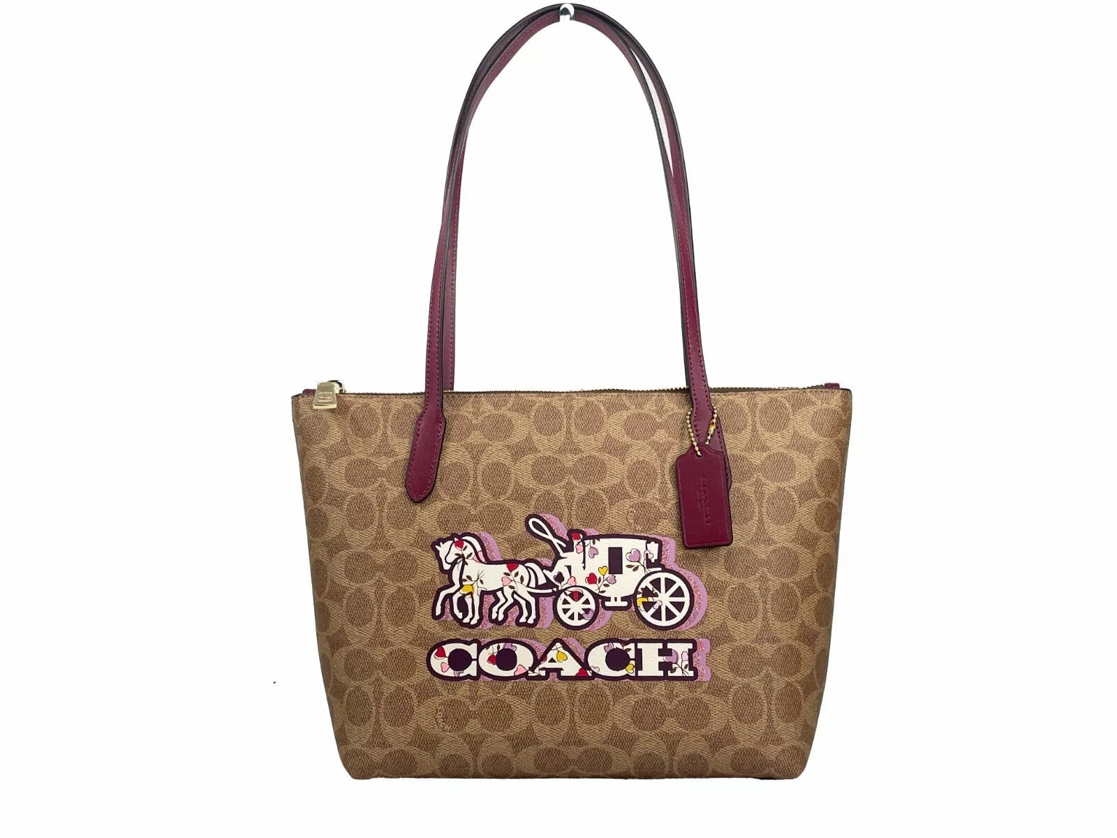 COACH Signature Canvas Fiona Zip Tote Bag Women's