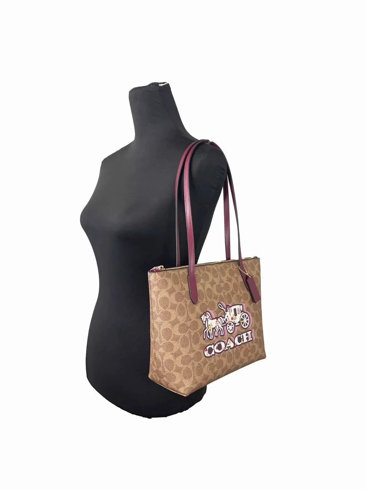 COACH Signature Canvas Fiona Zip Tote Bag Women's