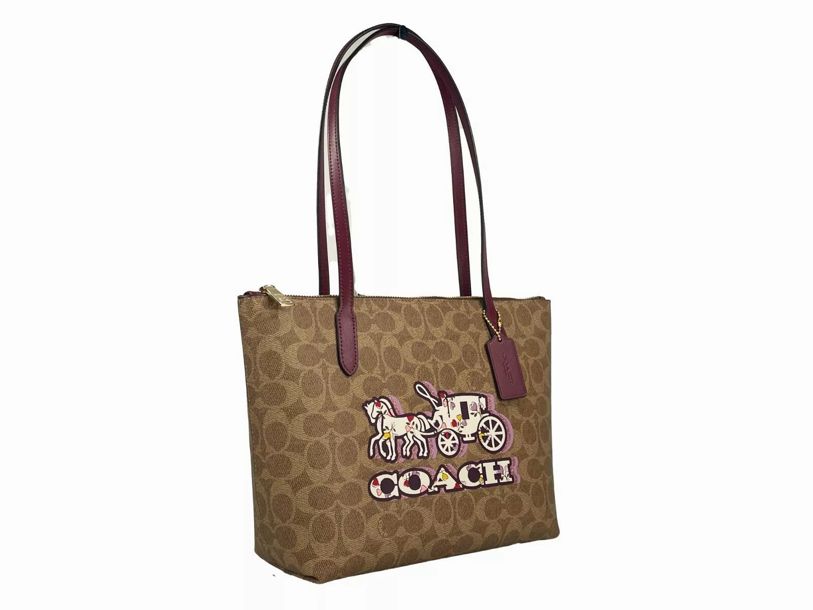 COACH Signature Canvas Fiona Zip Tote Bag Women's