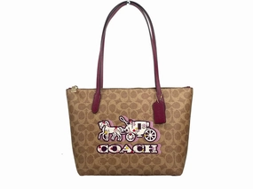 COACH Signature Canvas Fiona Zip Tote Bag Women's