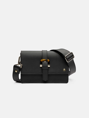 Coco Vegan Leather Tortoiseshell Crossbody Bag | Black